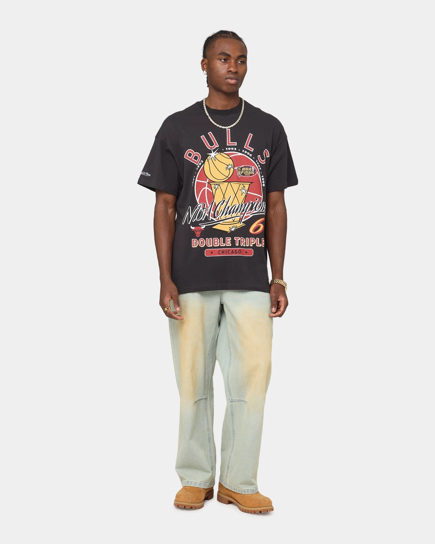 EasyClean StainRepellentCoating Mitchell & Ness Chicago Bulls Champions Report "Champ Pack" T-Shirt Faded Black