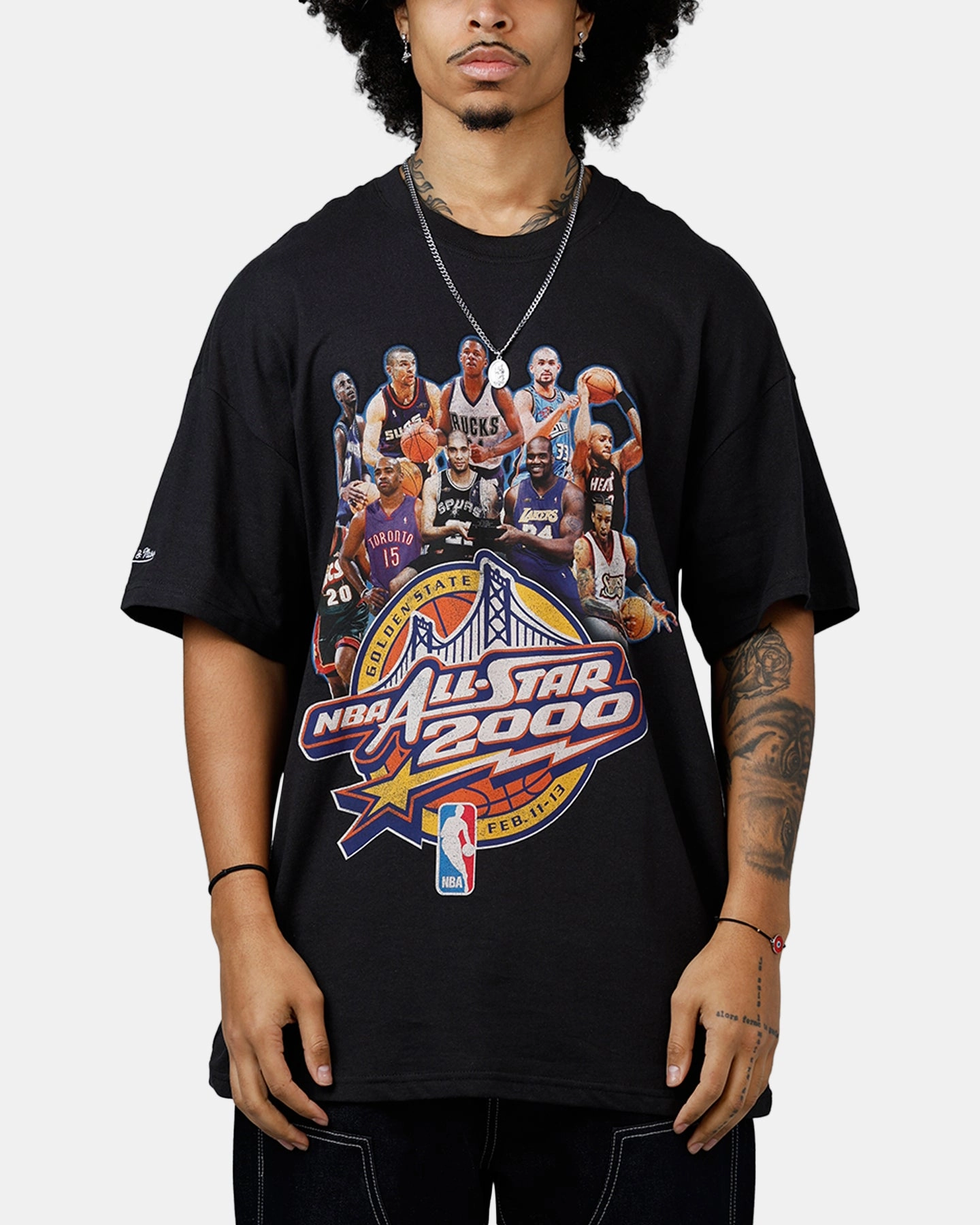 MoistureWicking Material Mitchell & Ness NBA All Star Event 'All Star Collection Line Up T-Shirt Faded Black