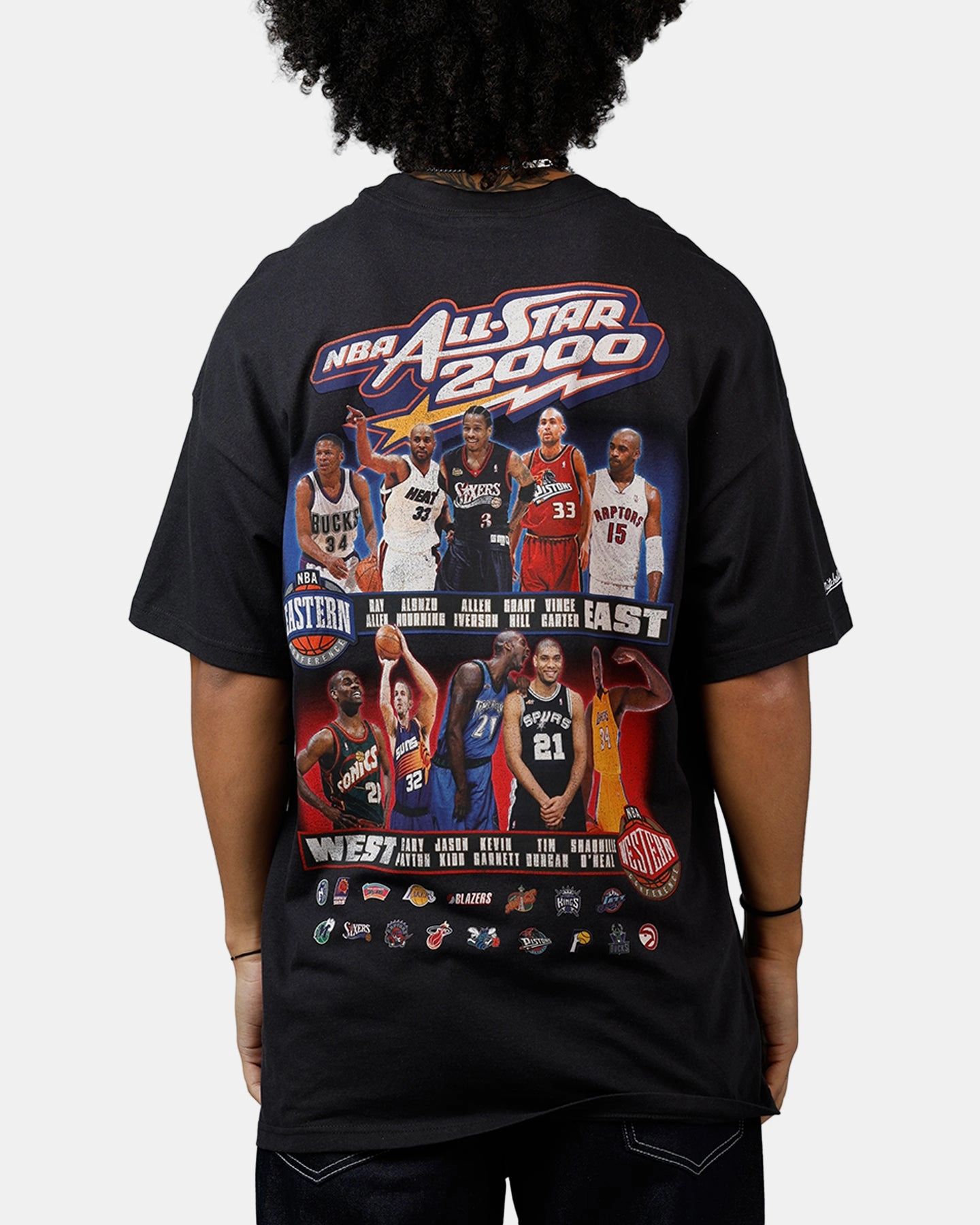 Mitchell & Ness NBA All Star Event 'All Star Collection Line Up T-Shirt Faded Black Flowy Tunic