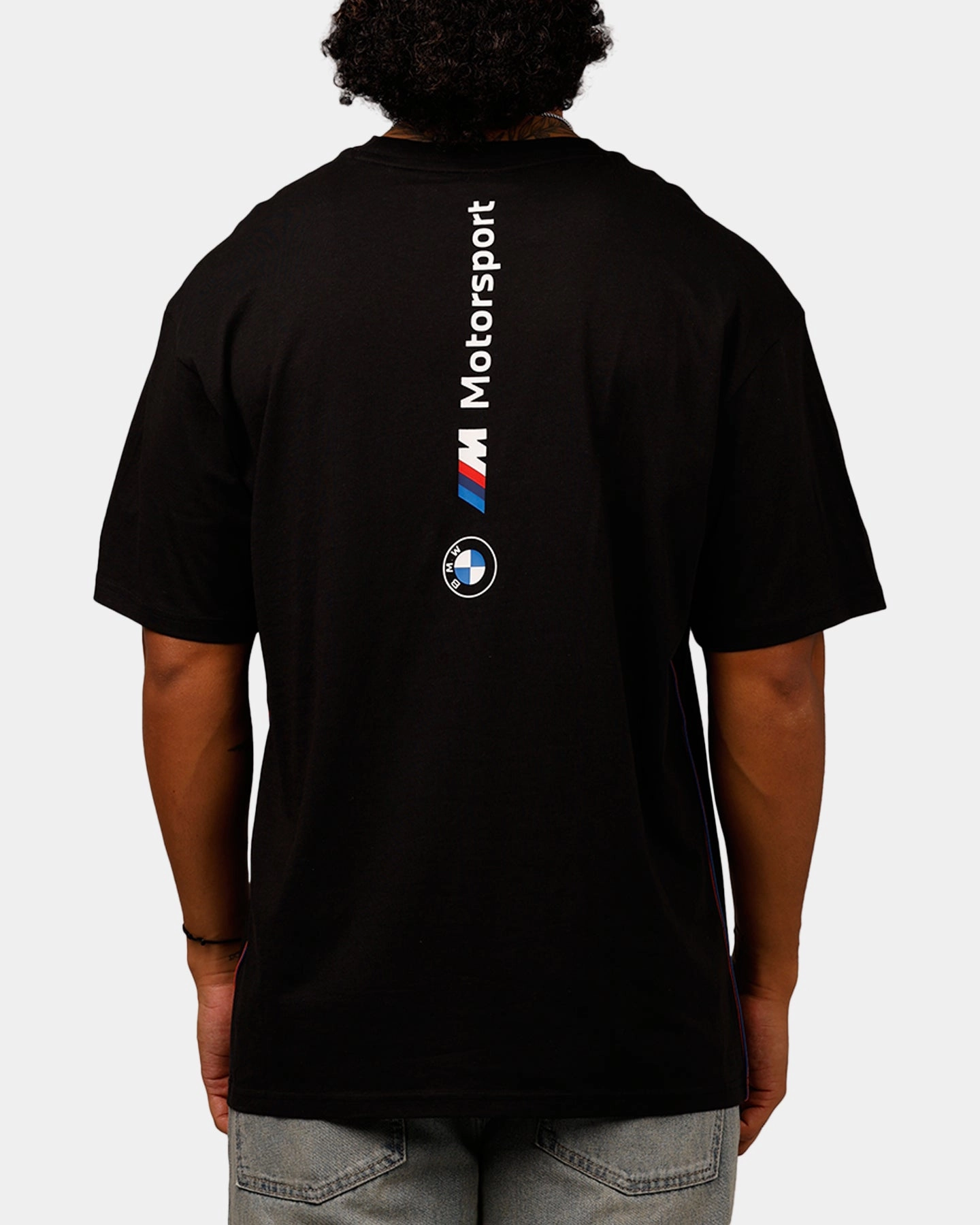 Puma X BMW MMS Stacked Lux T-Shirt Black Minimalist Stitching OrganicCotton