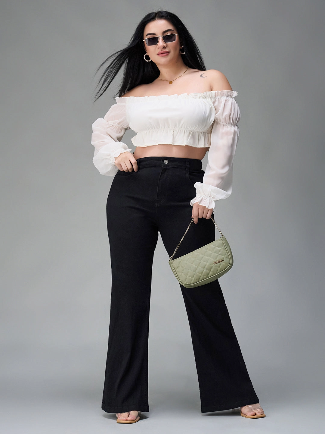 24/7 Comfort Black Bootcut High-Rise Stretchable Denim Jeans City Walk Smooth