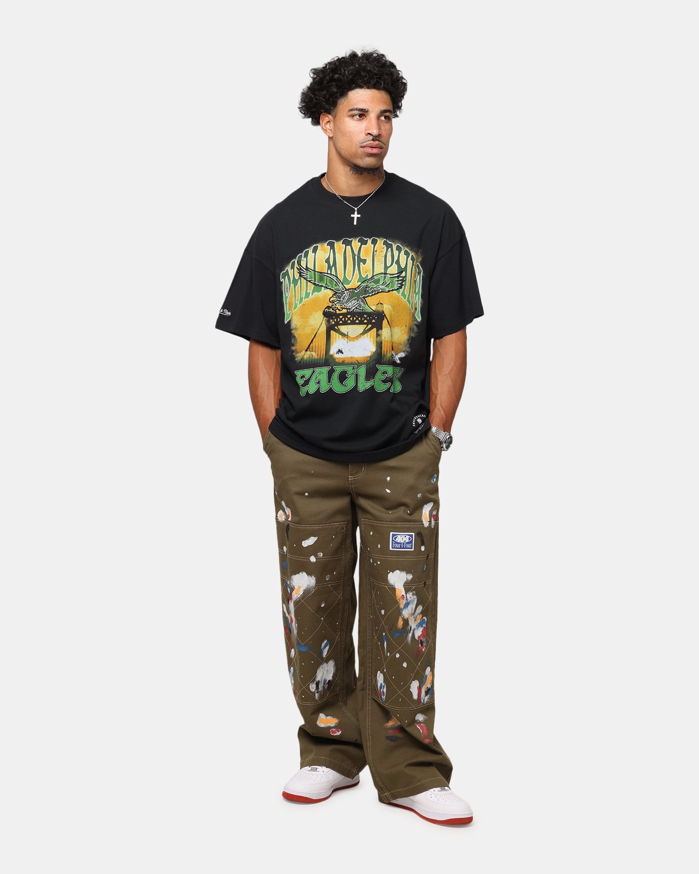 Mitchell & Ness Philadelphia Eagles Soaring T-Shirt Black ReflectiveAccents Soft Touch