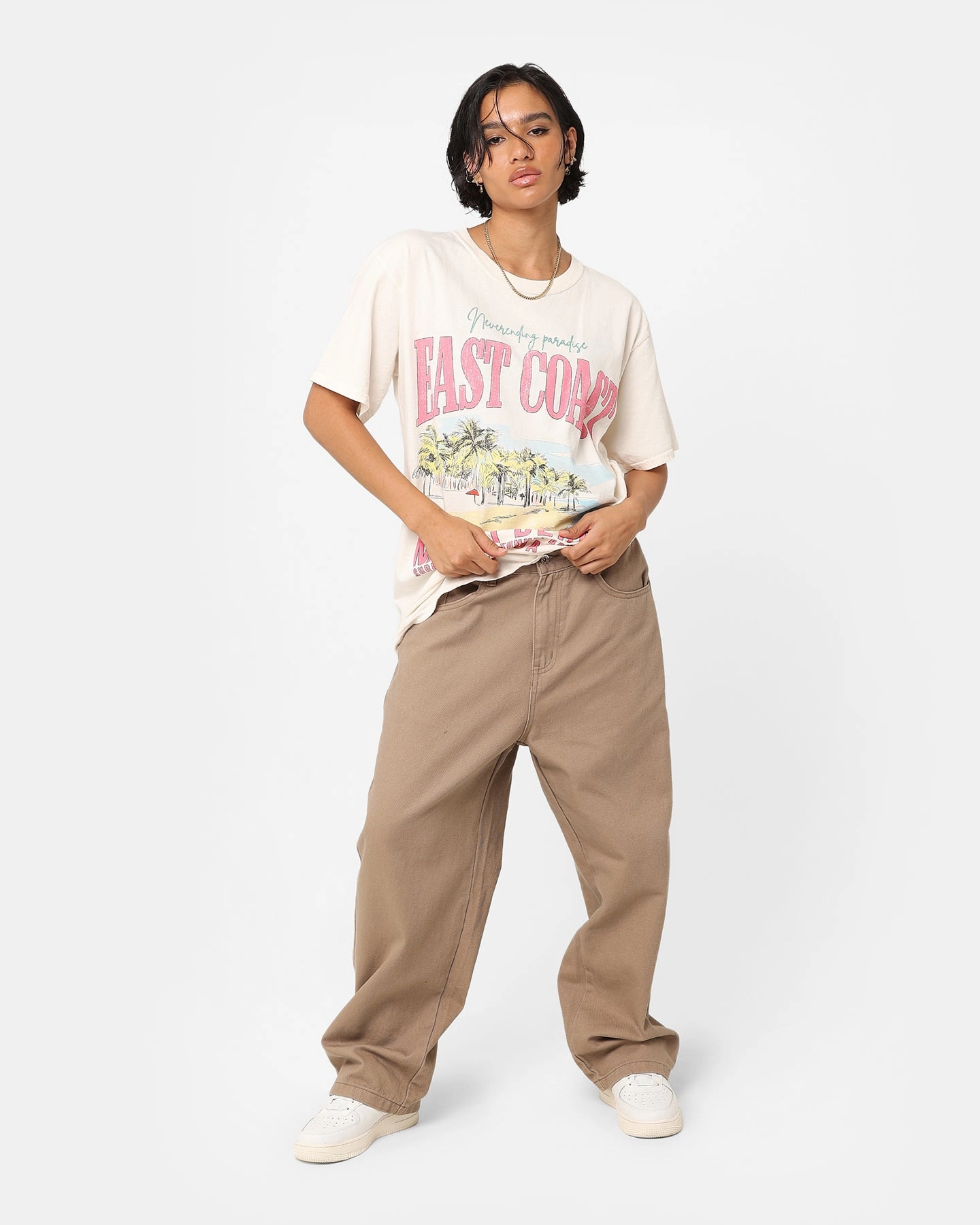 EcoFriendly Material American Thrift Miami Beach Vintage T-Shirt Off White