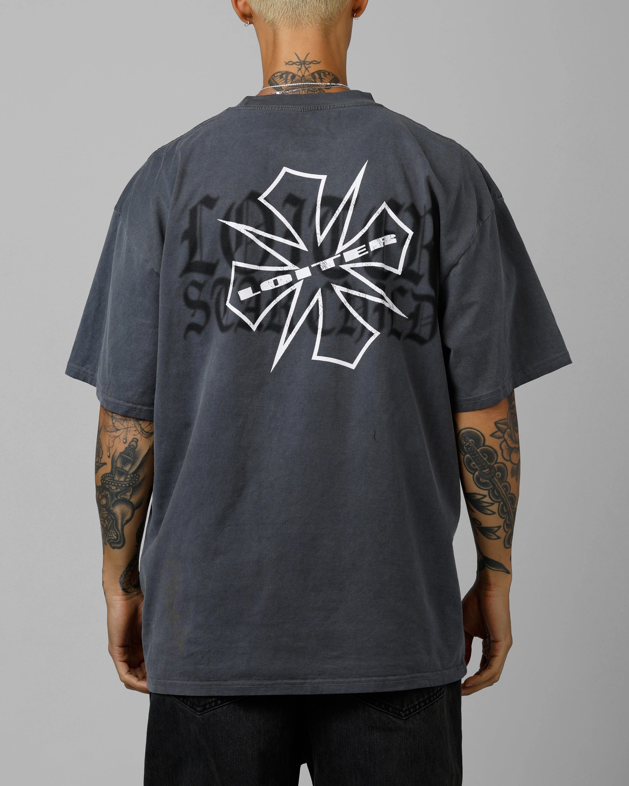 Loiter Phantom Sigil T-Shirt Washed Charcoal Lightweight Design Hidden Pocket Design