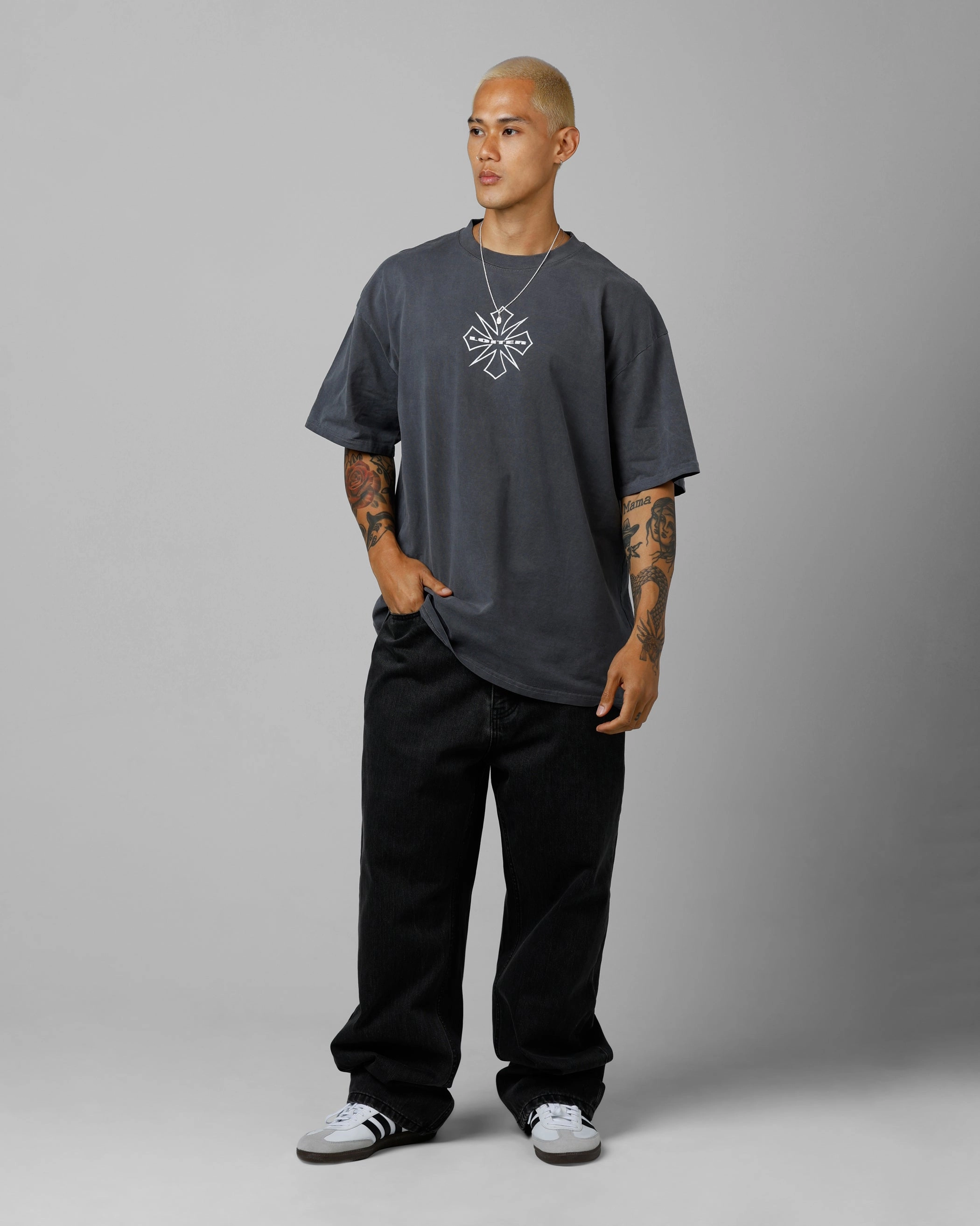 Formal Blouse Loiter Phantom Sigil T-Shirt Washed Charcoal