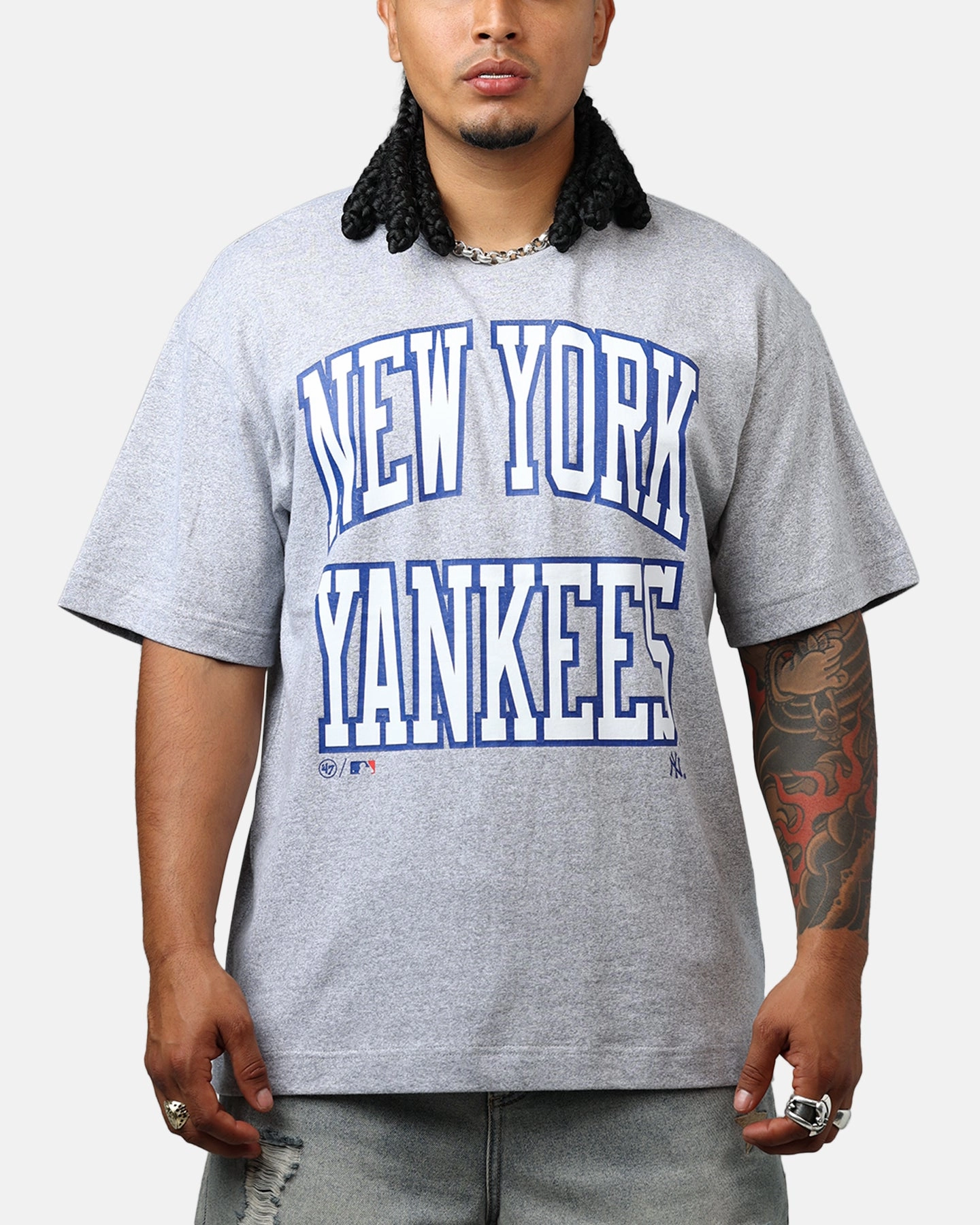FlexibleWaistband Thermal Insulation Tech 47 Brand New York Yankees Stack T-Shirt Grey