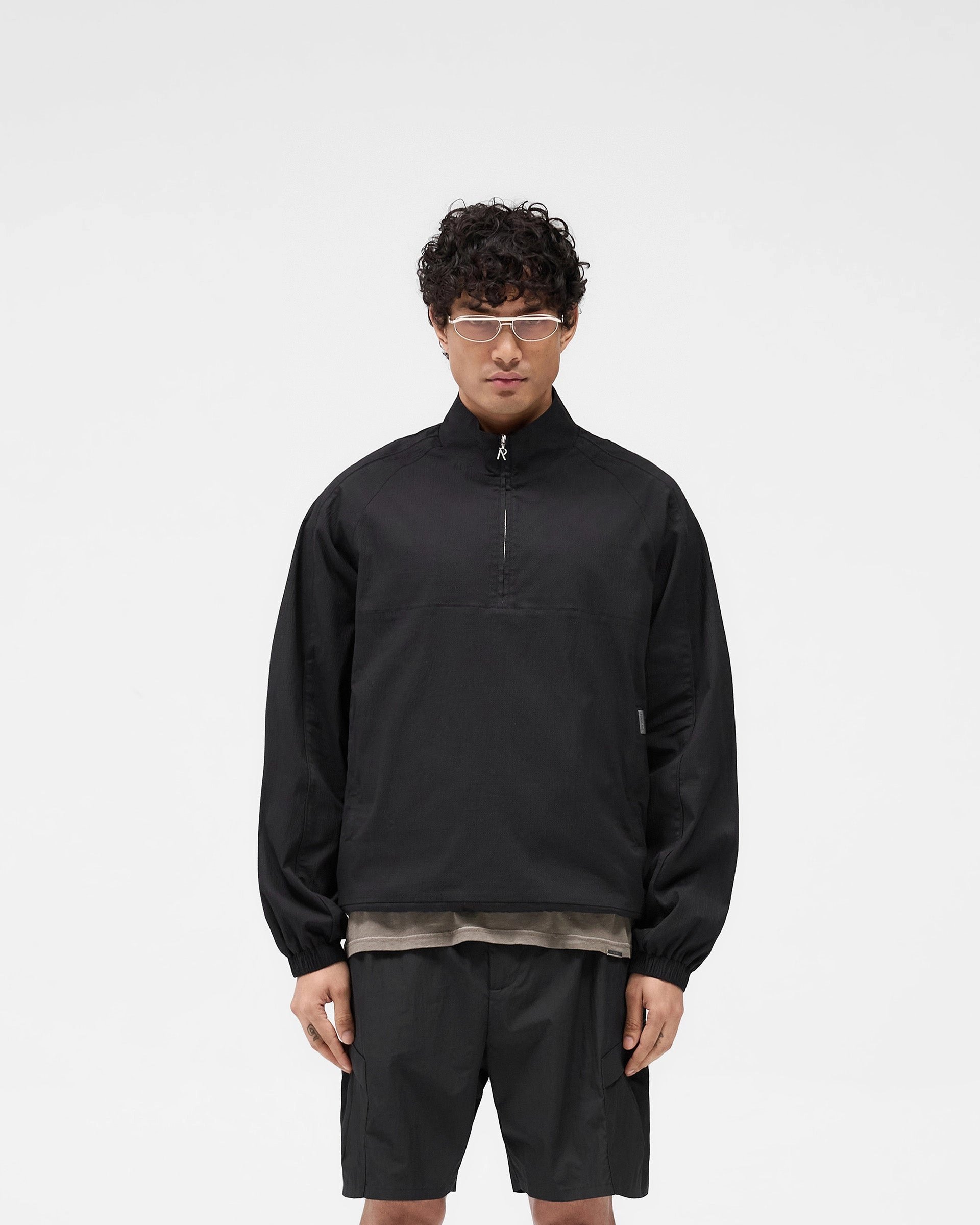Quarter Zip Jacket - Black Athletic Tailored Fit