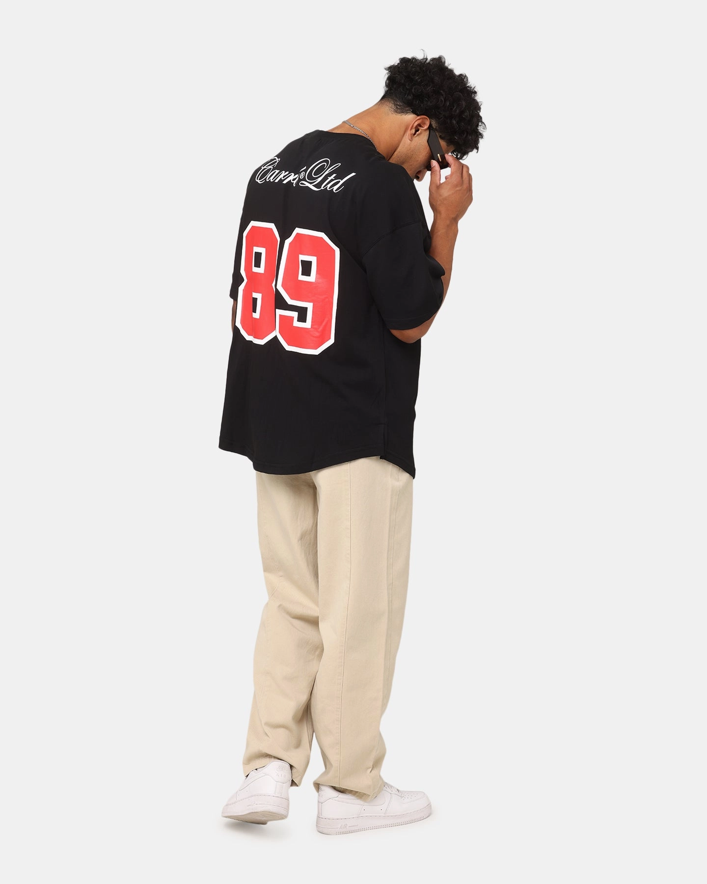 FrenchTerryTexture Sweat Absorbing Lining Carre Hitta Grid Iron T-Shirt Black/Red