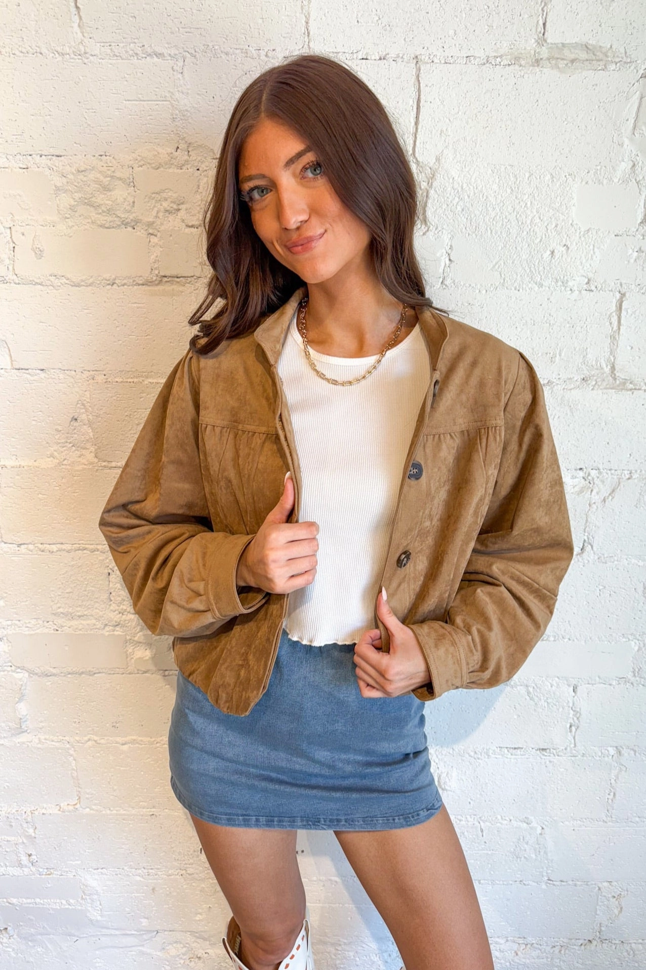 Reinforced Shoulder Protection WaterproofDesign Cool Girl Suede Jacket