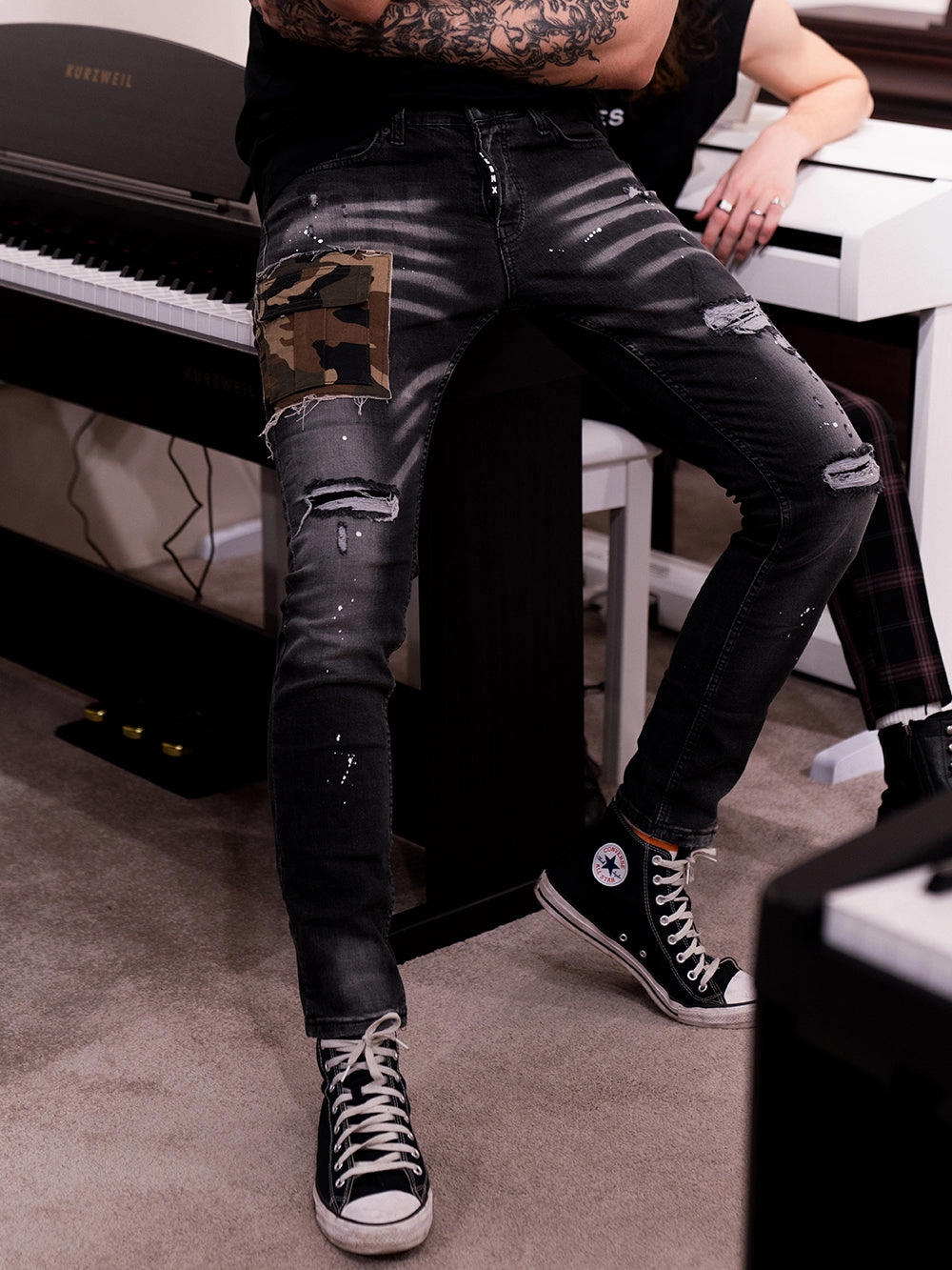 Softened Lining Brunch Outfit Classic Wear Luxury CAMOUFLAGE | BLACK