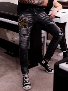 Softened Lining Brunch Outfit Classic Wear Luxury CAMOUFLAGE | BLACK