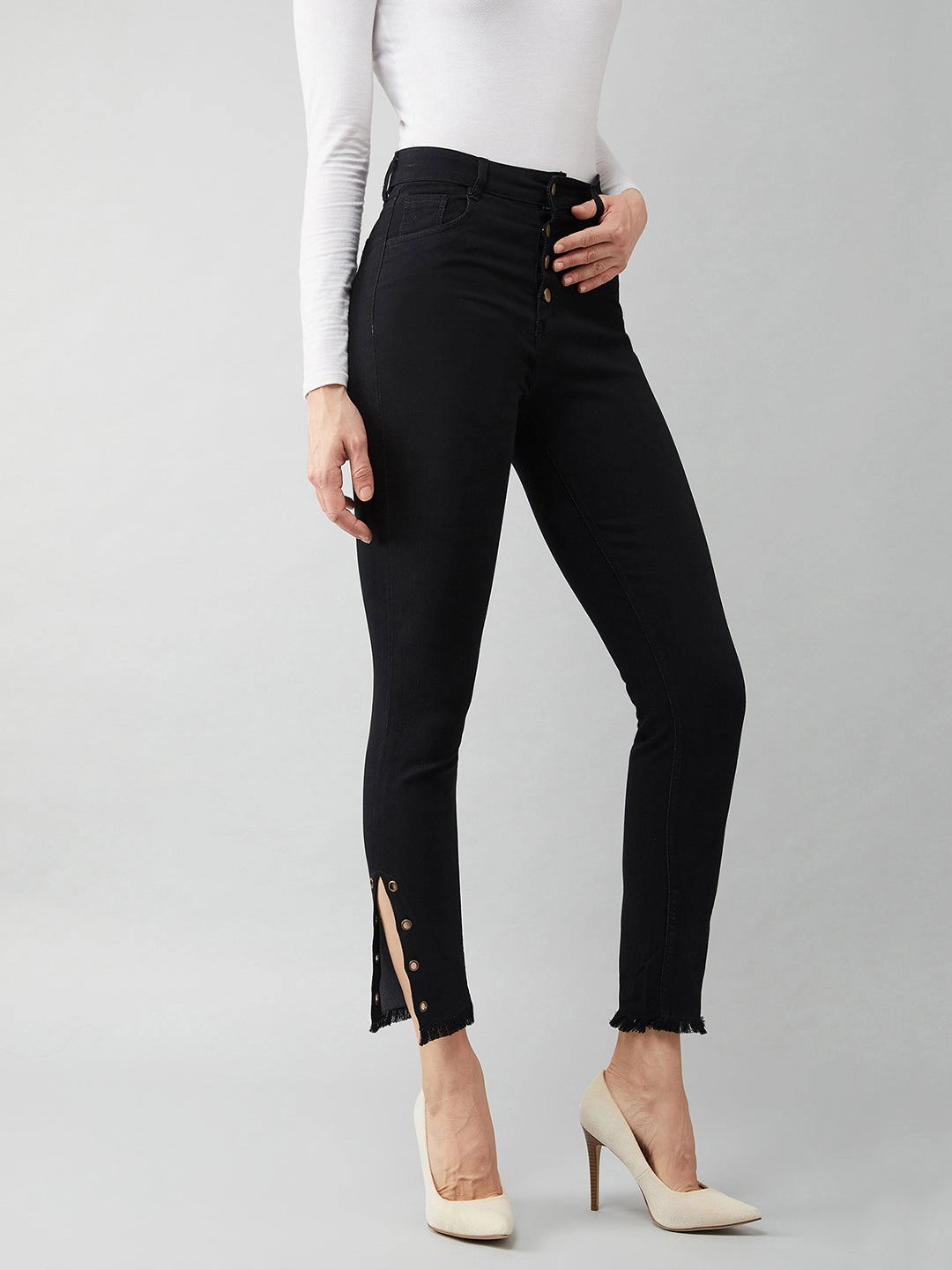 Minimal Fading 24/7 Comfort Black Skinny-Fit Relaxed High-Rise Stretchable Denim Jeans