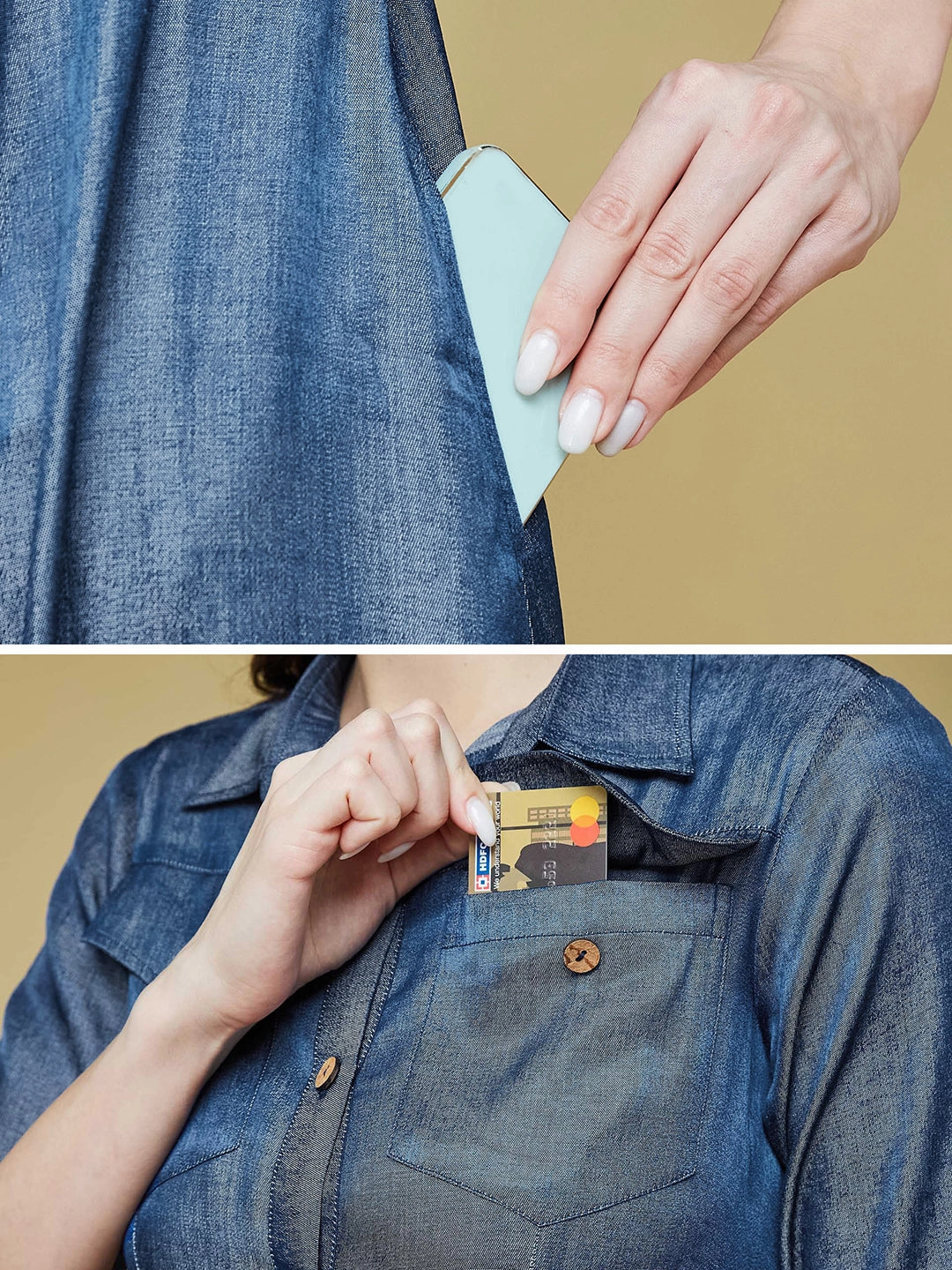 Women's Blue Shirt Collar 3/4 Sleeve Solid Midi Polyester Shirt Dress Vibrant Spirit