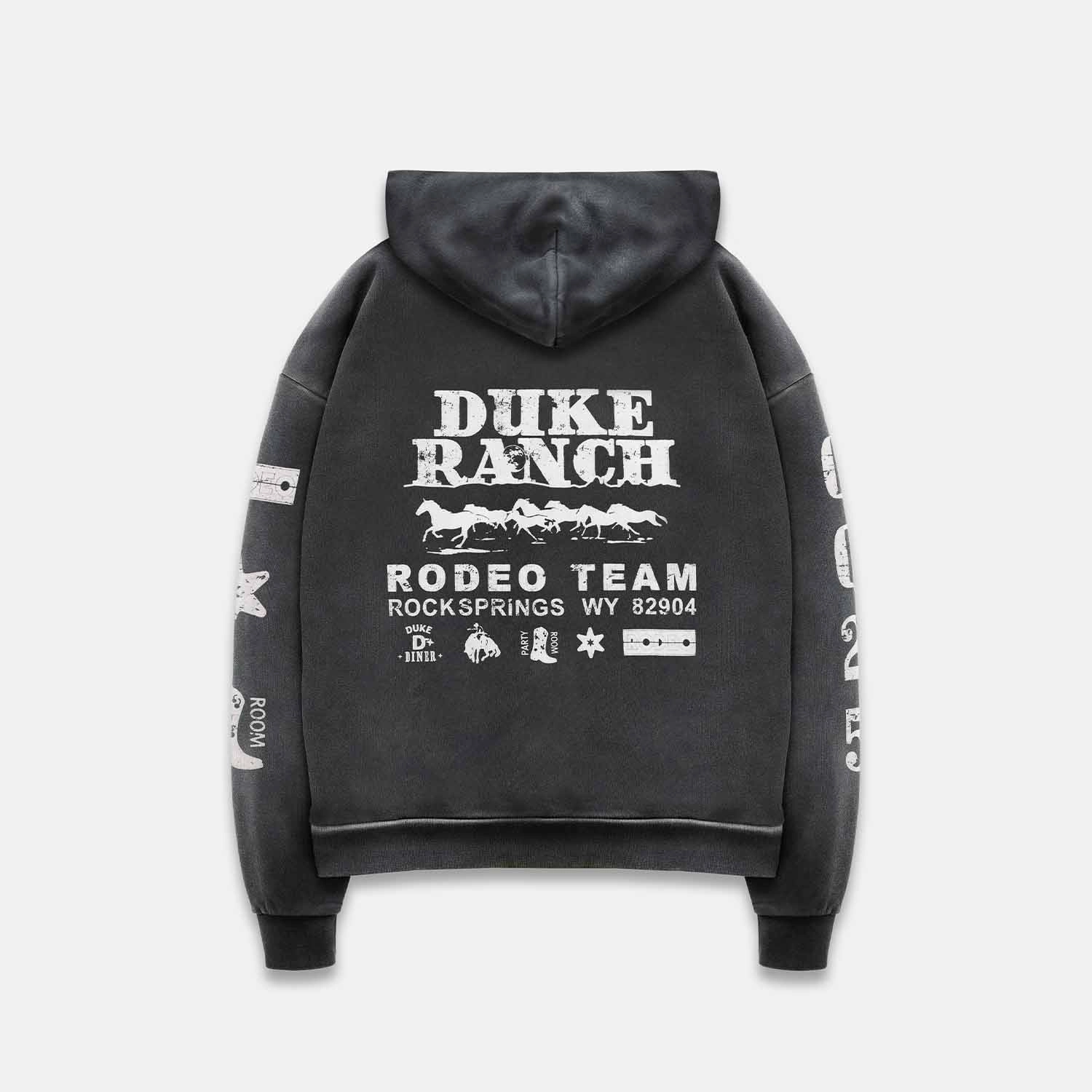 Hip Hop Fashion Duke Rodeo Team Vintage Black Zip Hoodie