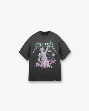 Represent X Metallica Justice T-Shirt - Stained Black Trendy Vibe Feminine Touch