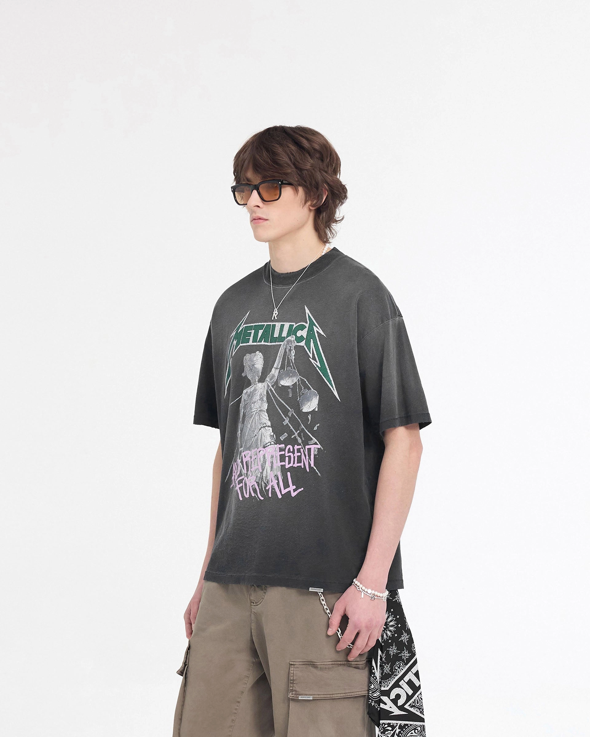 Represent X Metallica Justice T-Shirt - Stained Black Fashion Must-Have Easy Care Material