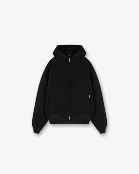Waffle Zip Through Hoodie - Jet Black Low Carbon Soft Material