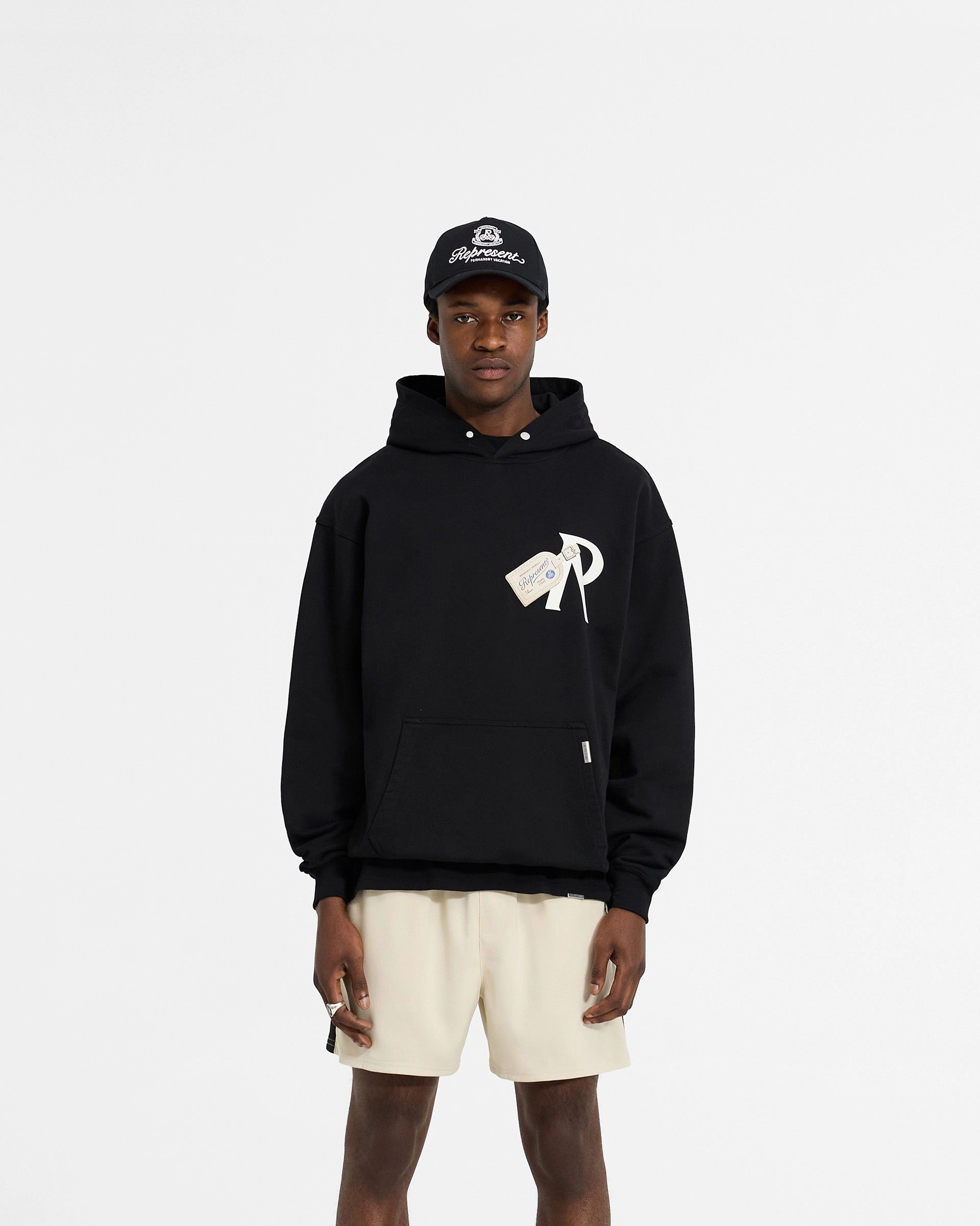 Luggage Tag Hoodie - Jet Black Reinforced Seams