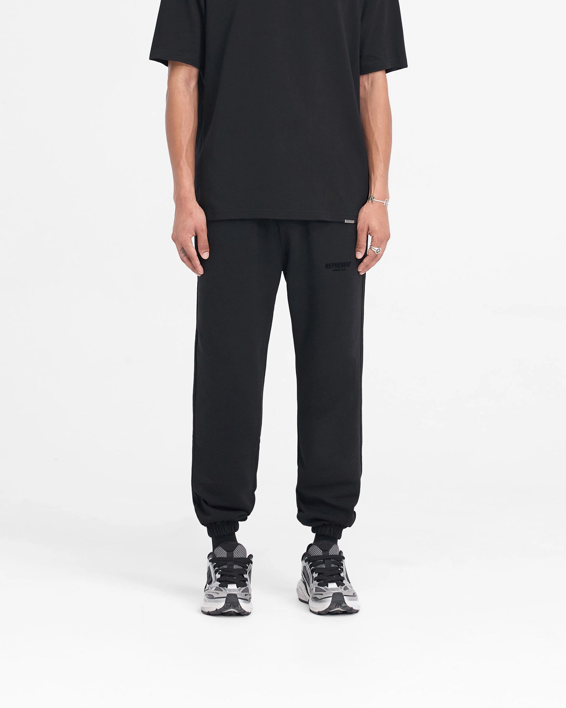 Tailored Fit Comfortable Layers Represent Owners Club Flocked Sweatpant - Black