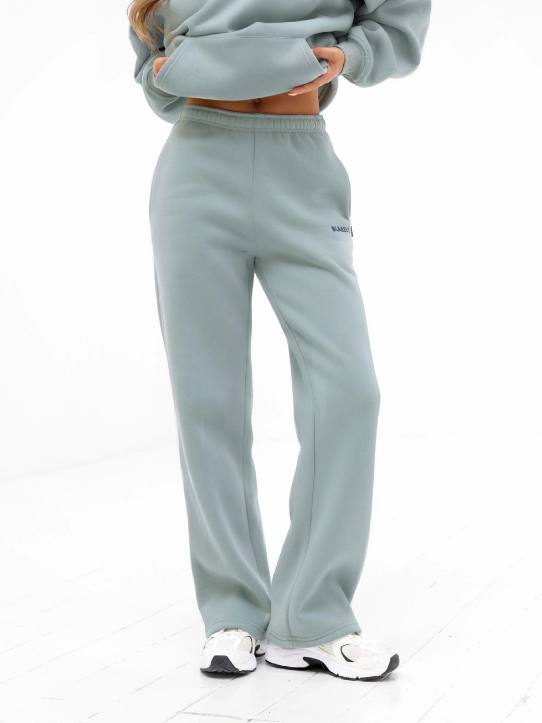 Amelie Wide Leg Sweatpants - Mineral Blue Odor Control Fabric