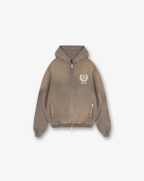 Crest Zip Up Hoodie - Dark Taupe Limited Release Opossum like