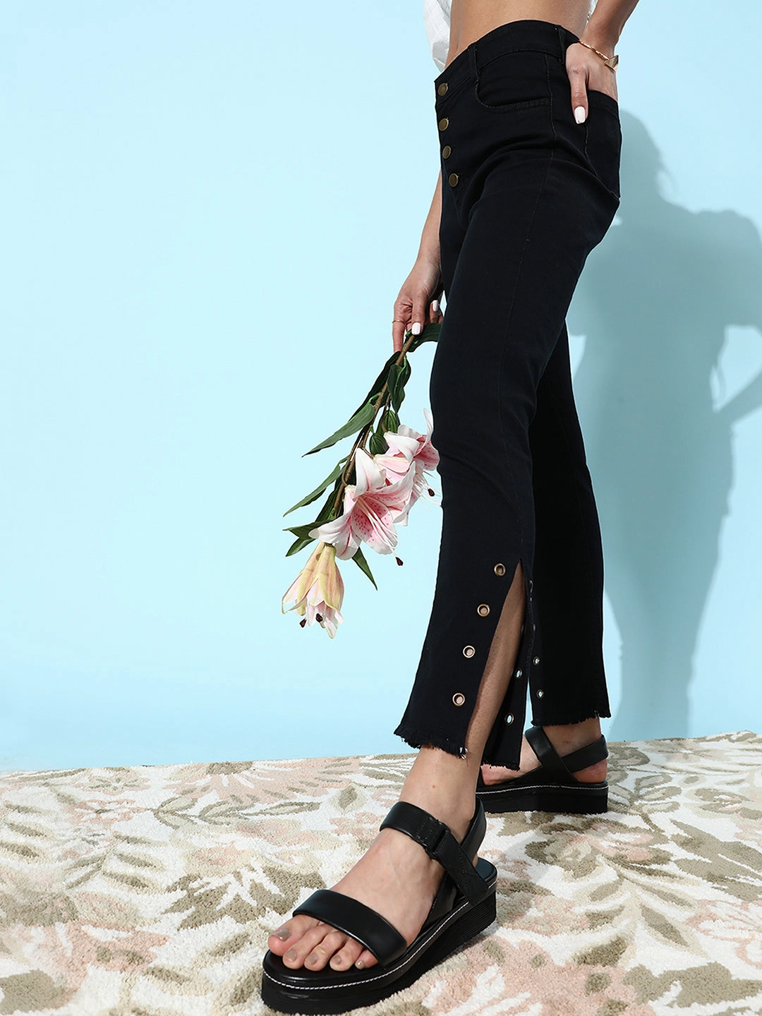 Women's Black Skinny-Fit High-Rise Stretchable Denim Jeans Essential Look