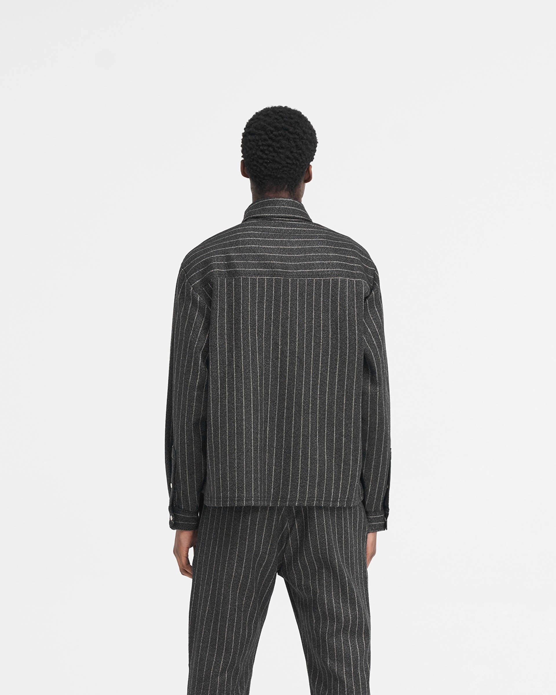 Cropped Dress Shirt - Black Pinstripe Striped style Holiday Travel