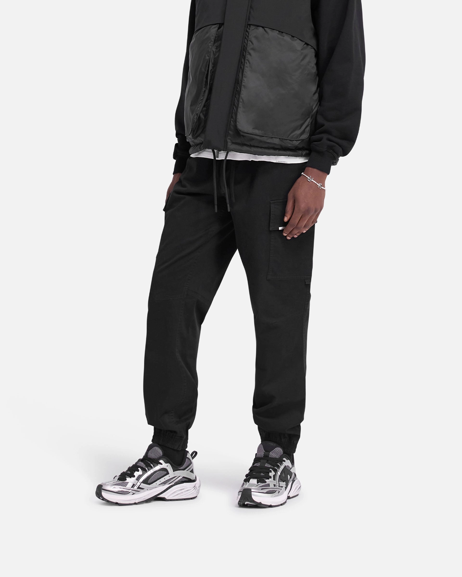 Cuffed Cargo Pant - Black Minimal Cut