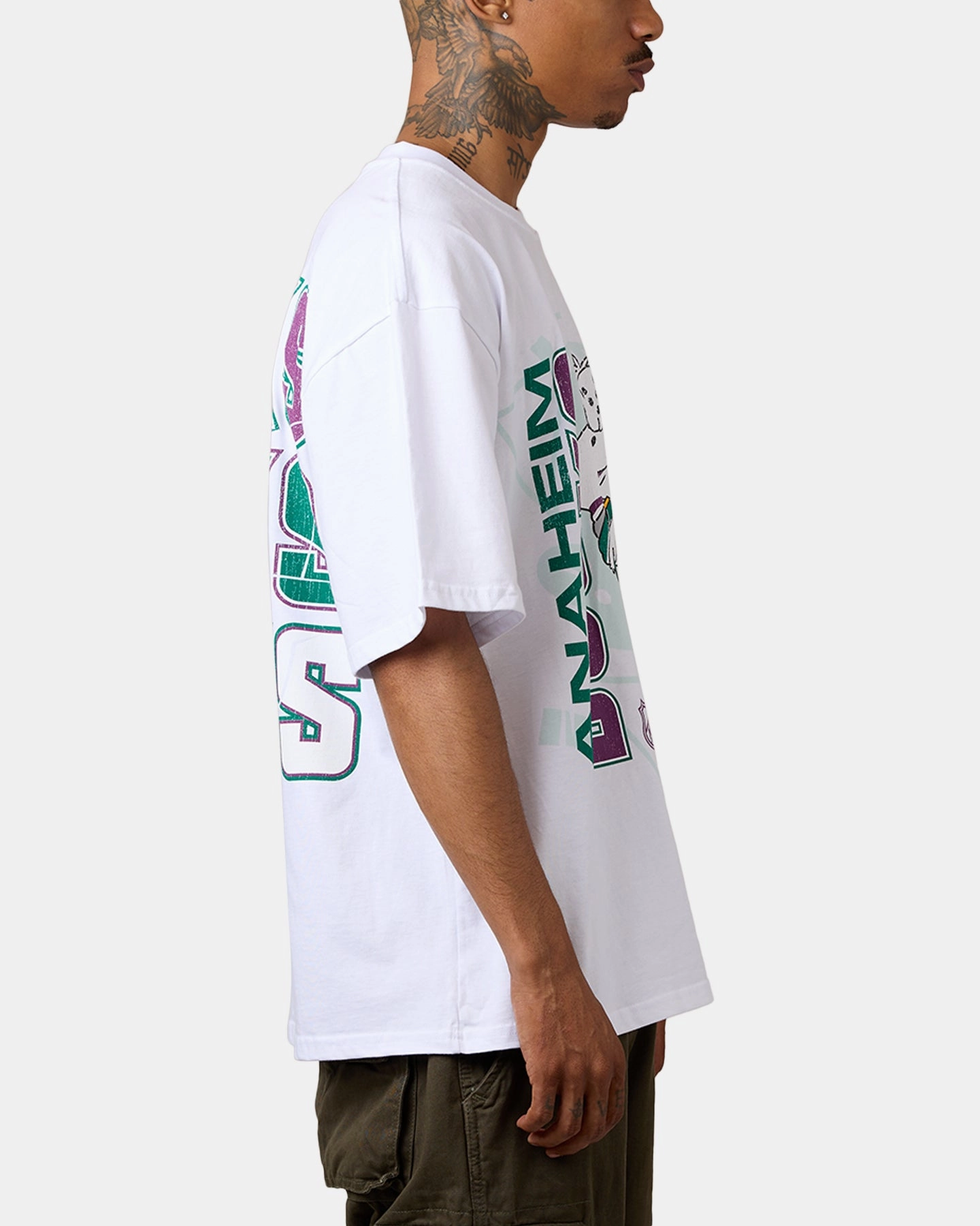 Drop Shoulder Cut Culture Kings Anaheim Ducks Smash T-Shirt White