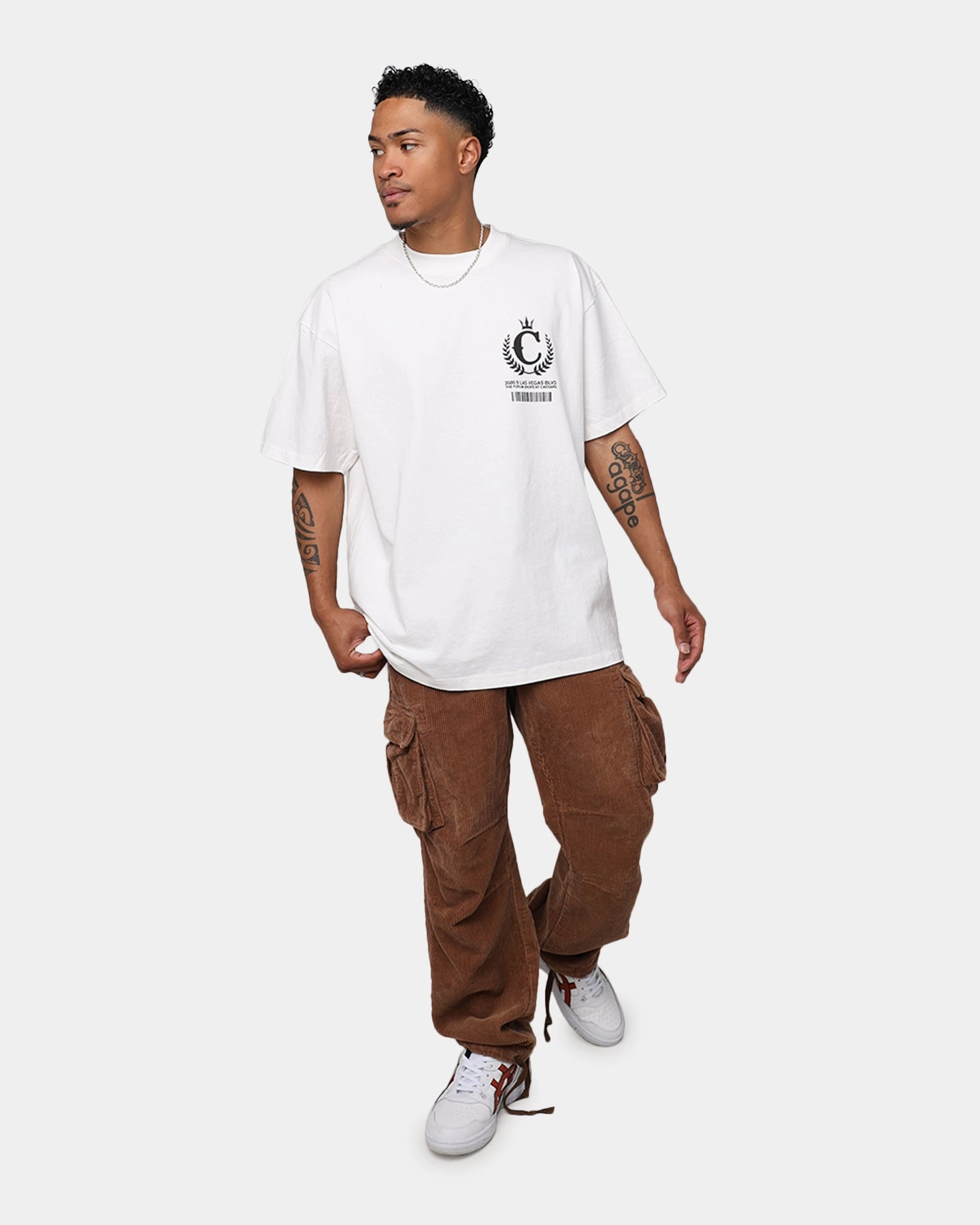 Culture Kings Barcode T-Shirt White Eco Friendly Material Ventilated Panel Design