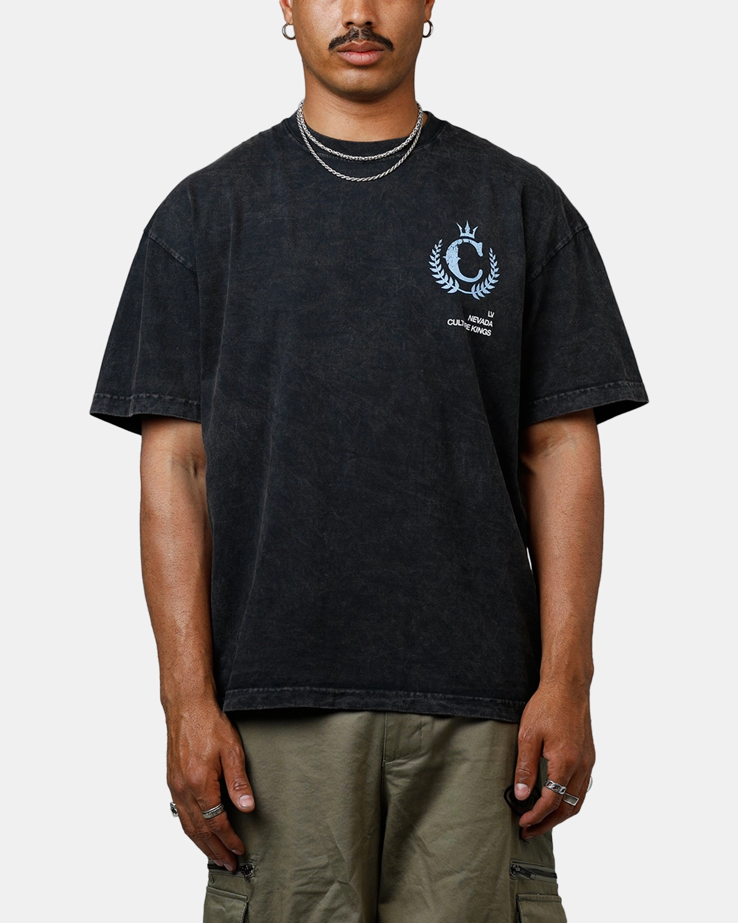 ButtonFront Culture Kings CK Orb Vintage T-Shirt Black Acidwash