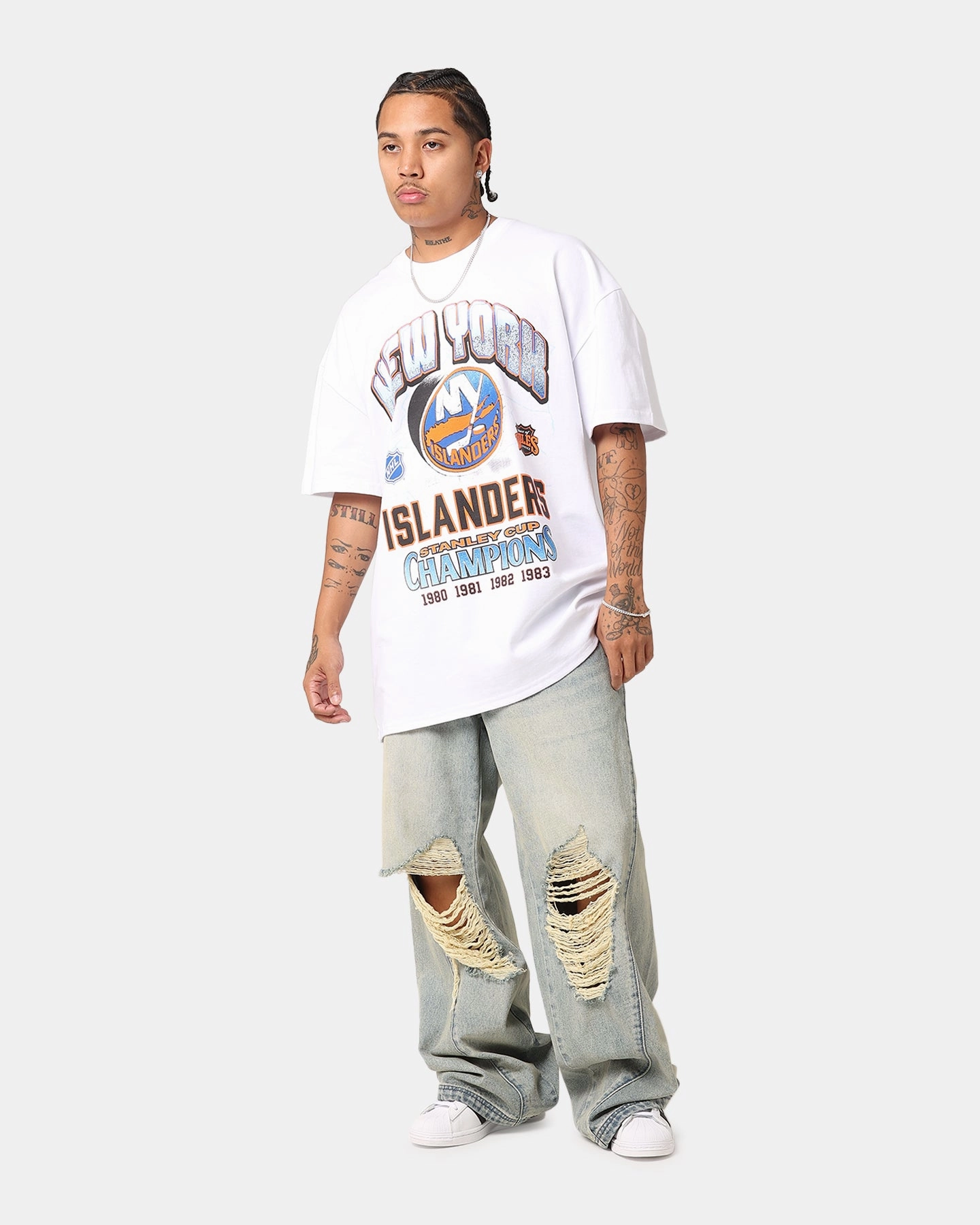 Culture Kings New York Islanders Heavyweight T-Shirt White Reflective accents