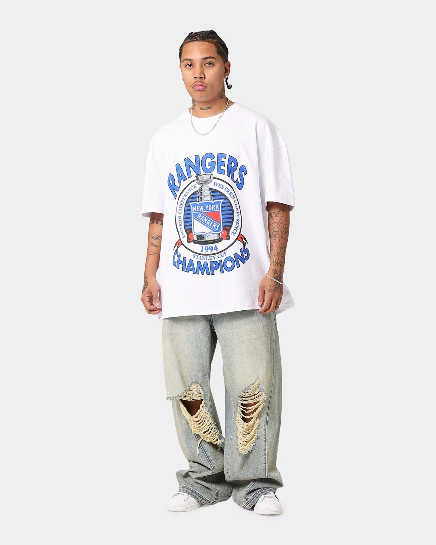 Culture Kings New York Rangers 1994 Cup Heavyweight T-Shirt White LowImpact Dye Process