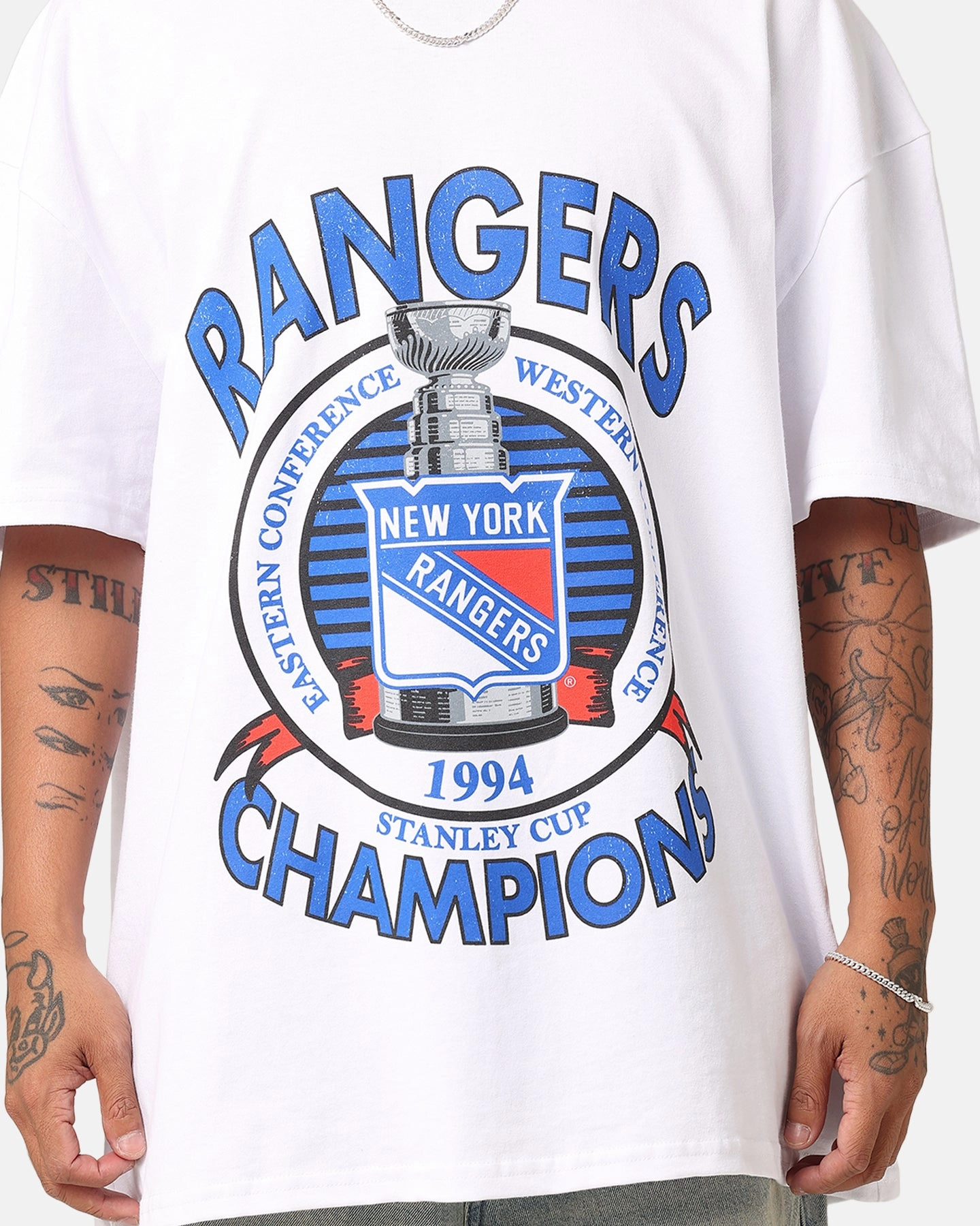 Culture Kings New York Rangers 1994 Cup Heavyweight T-Shirt White Wind Resistant Fabric Ribbed Neckline