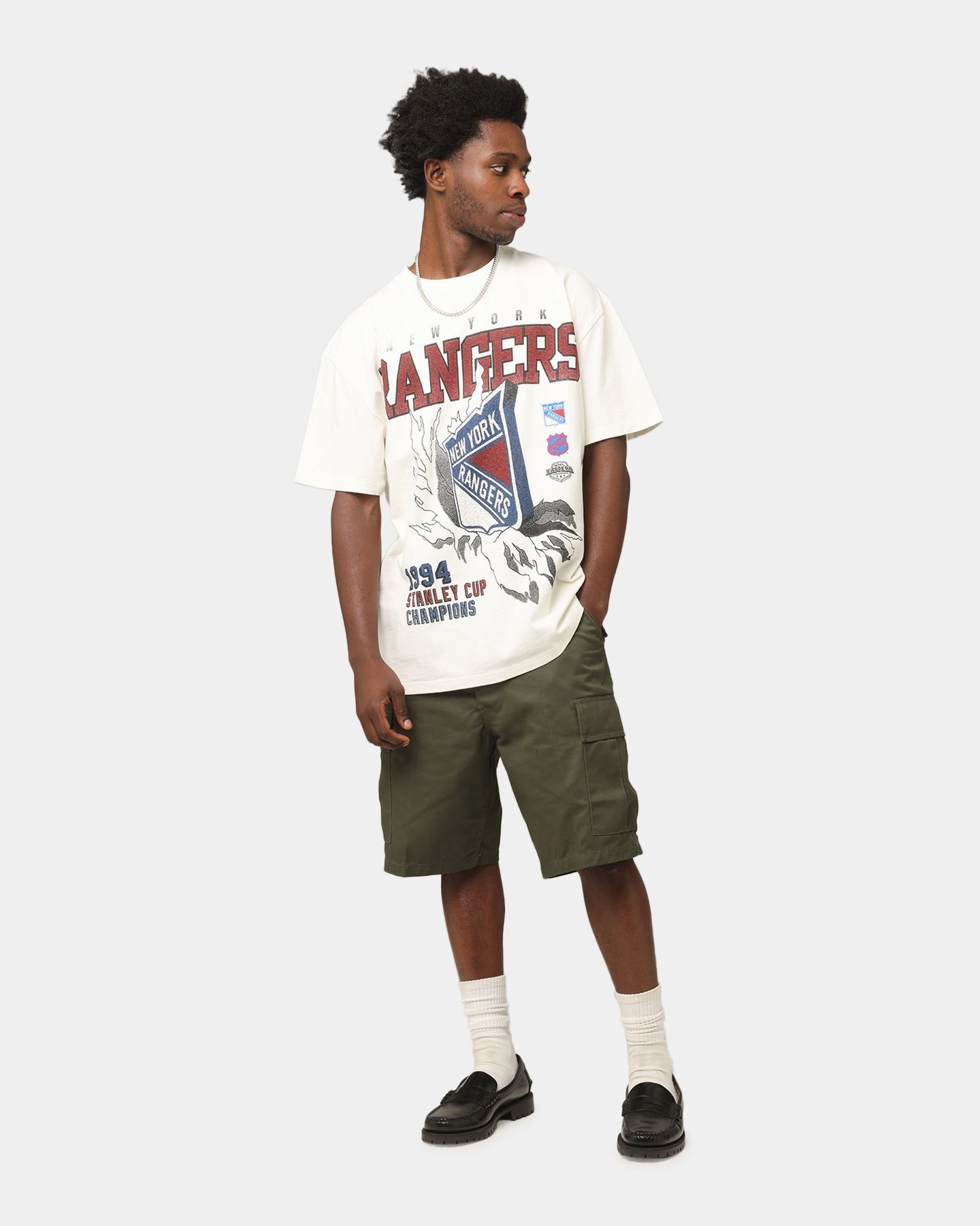 Ventilated Back Panel Culture Kings New York Rangers Heavy T-Shirt Off White