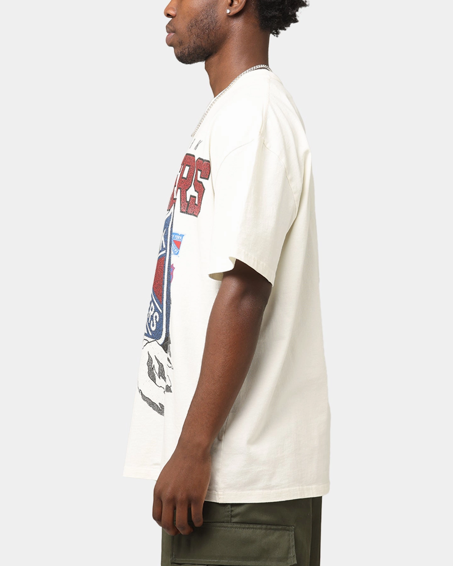 Culture Kings New York Rangers Heavy T-Shirt Off White Button Down Collar Style Sporty Hoodie