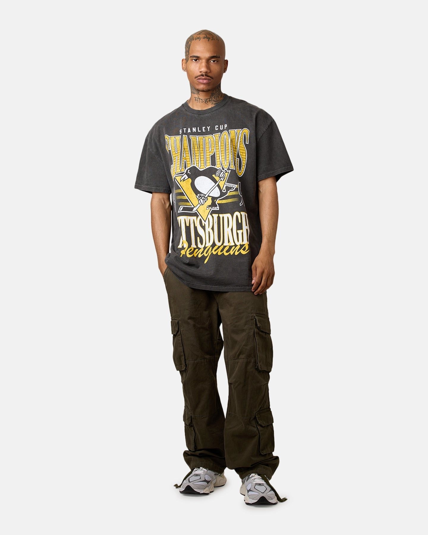 Culture Kings Pittsburgh Penguins 1991 Champ Heavyweight T-Shirt Black Wash Sporty T-shirt Moisture Wicking Fabric