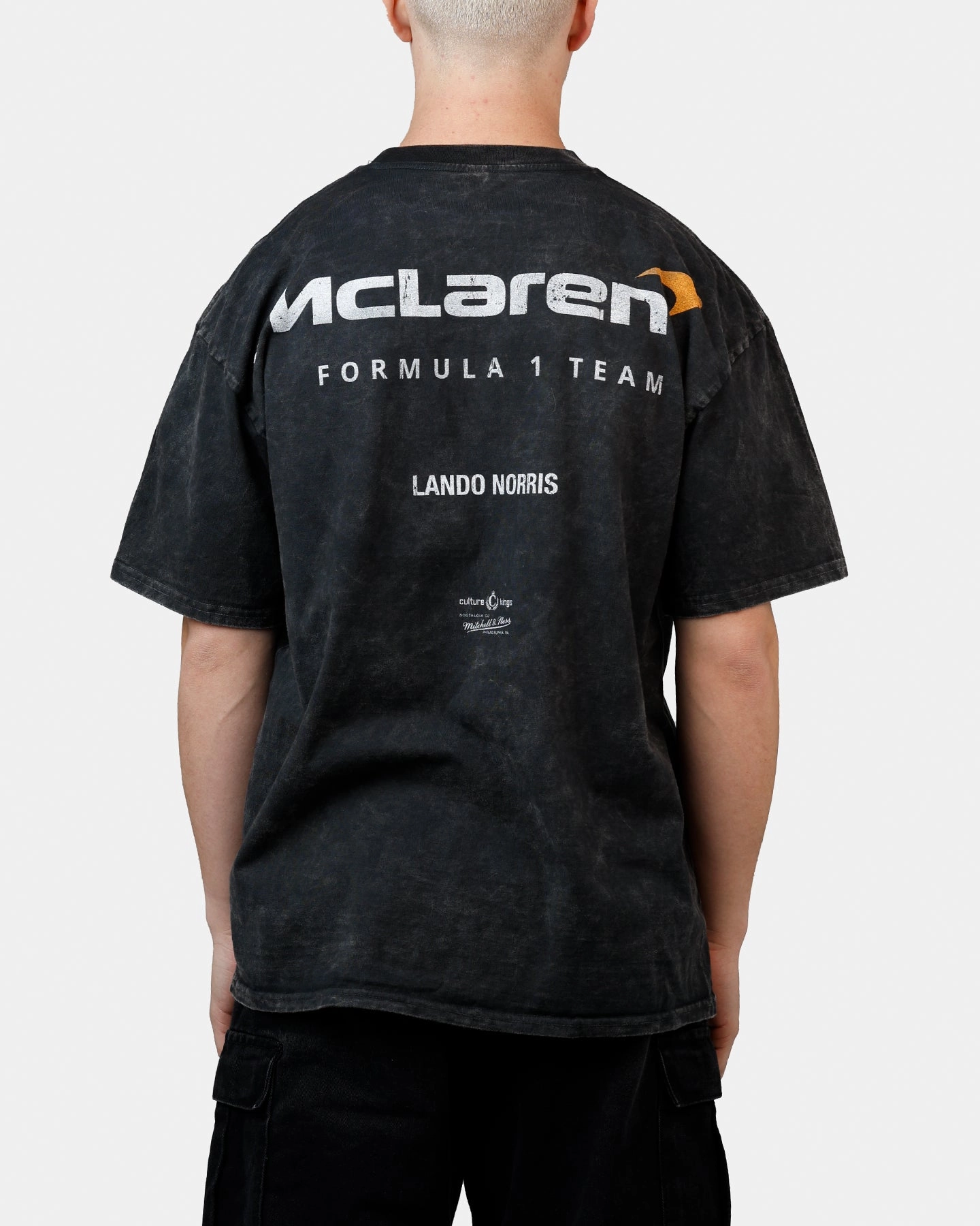 AntiPill Texture Culture Kings X Mclaren Lando Norris 'Vegas Grand Prix 2024' Helmet T-Shirt Black Acidwash