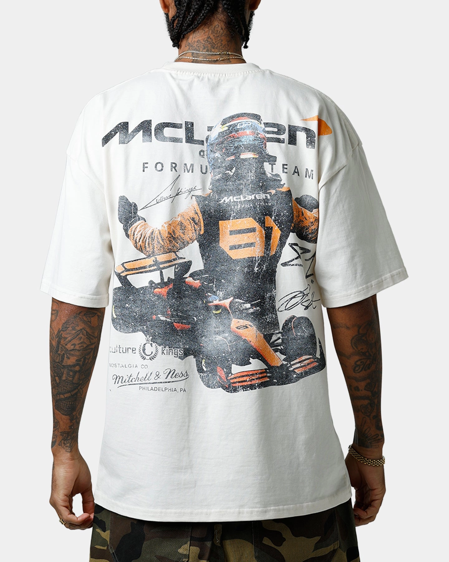 Culture Kings X Mclaren Oscar Piastri 'Vegas Grand Prix 2024' Signature T-Shirt Off White AntiPillingSurface