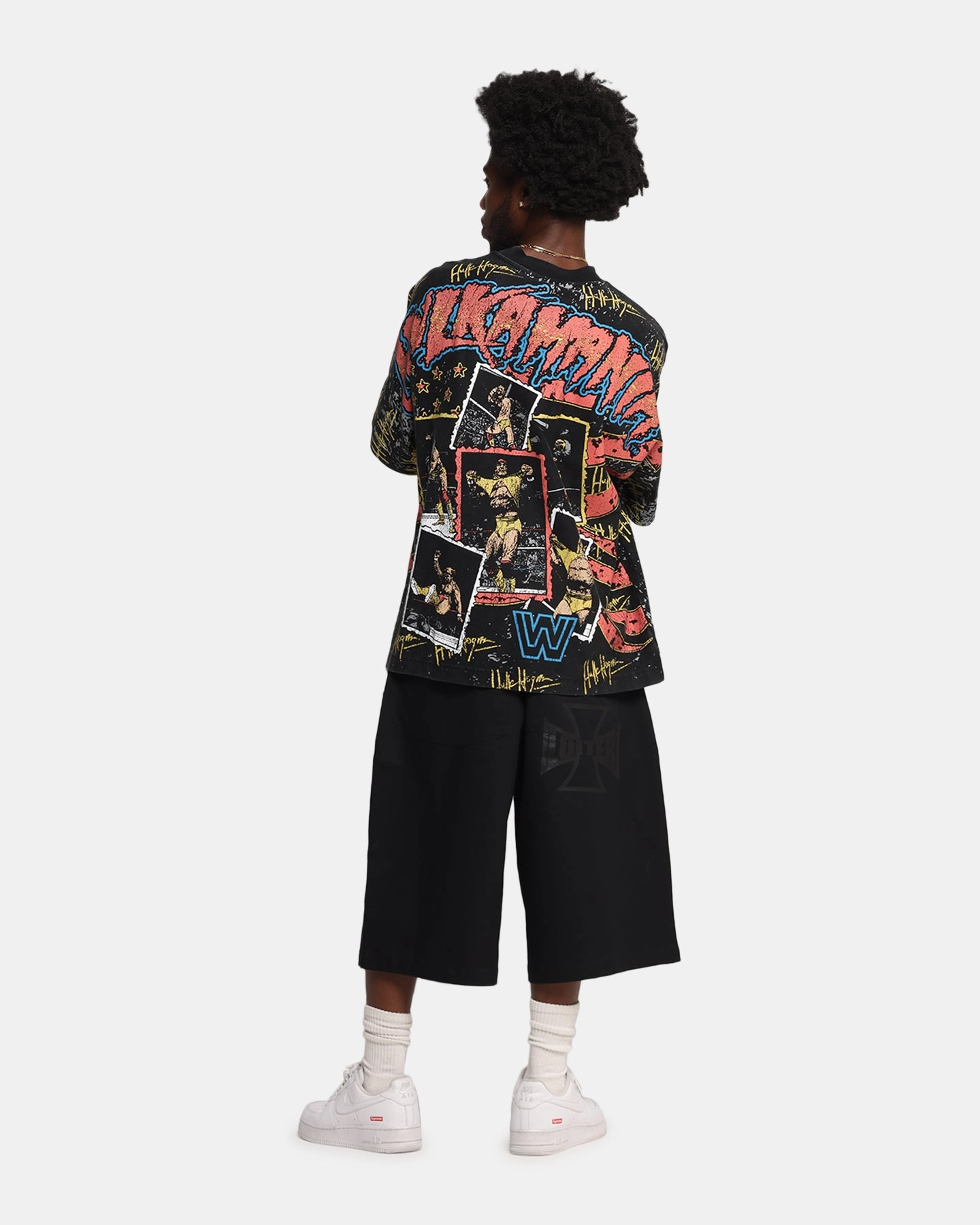 Tear Resistant Flexible Neckline Culture Kings X WWE Hulk Hogan All Over Print T-Shirt Black