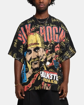 wrinkle free finish PlacketDetail Culture Kings X WWE Hulk Hogan All Over Print T-Shirt Black
