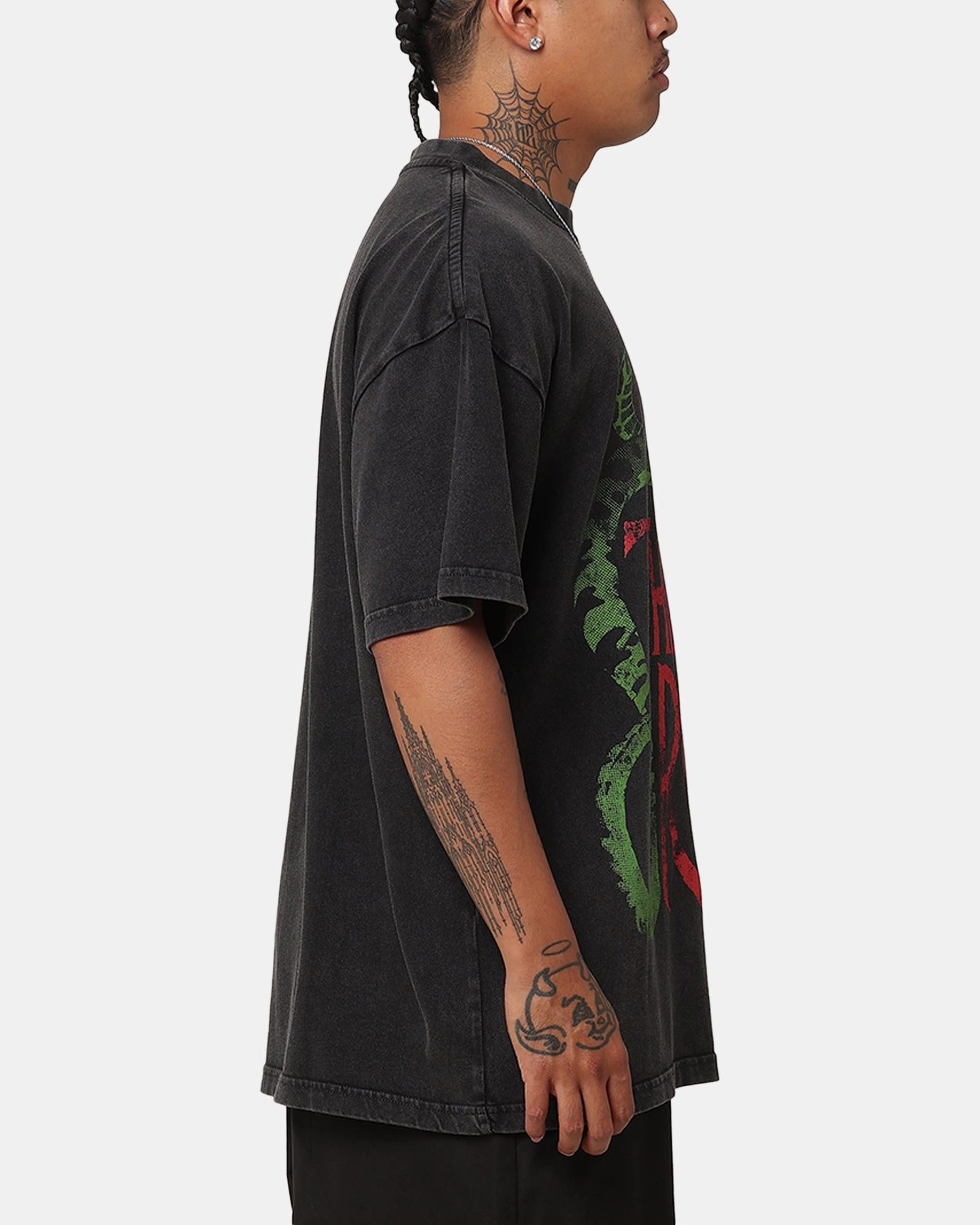 Culture Kings X WWE Jake "The Snake" Roberts Vintage T-Shirt Black Acidwash DoubleLayered Neckline