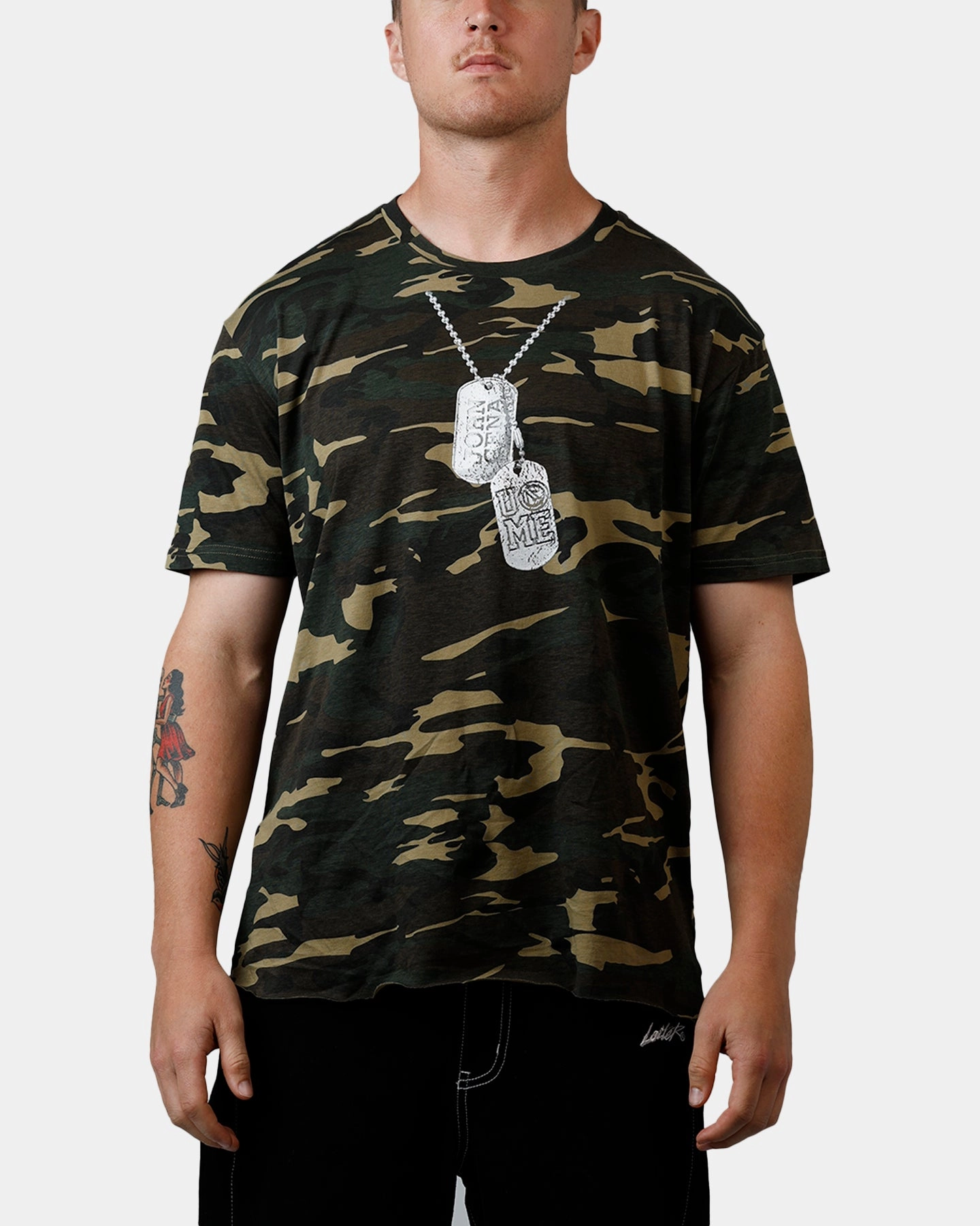 Brushed Inner Layer Convertible Neckline Culture Kings X WWE John Cena Ruthless Aggression Vintage T-Shirt Woodland Camo