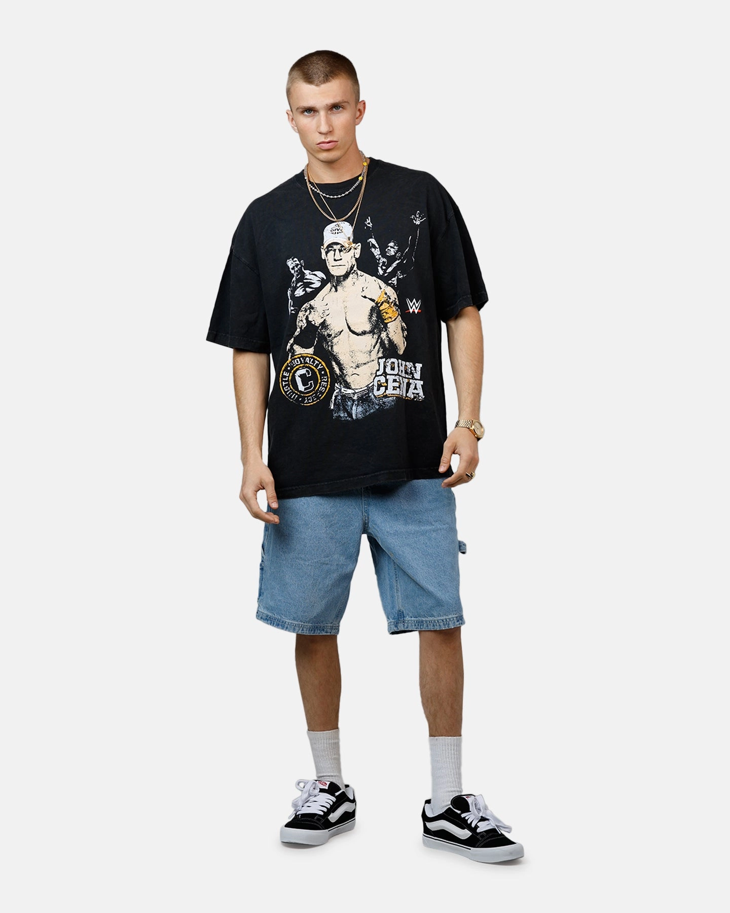 Culture Kings X WWE John Cena Wrestlemania XLI Vintage T-Shirt Black Acidwash Casual Fit Quick Dry Technology