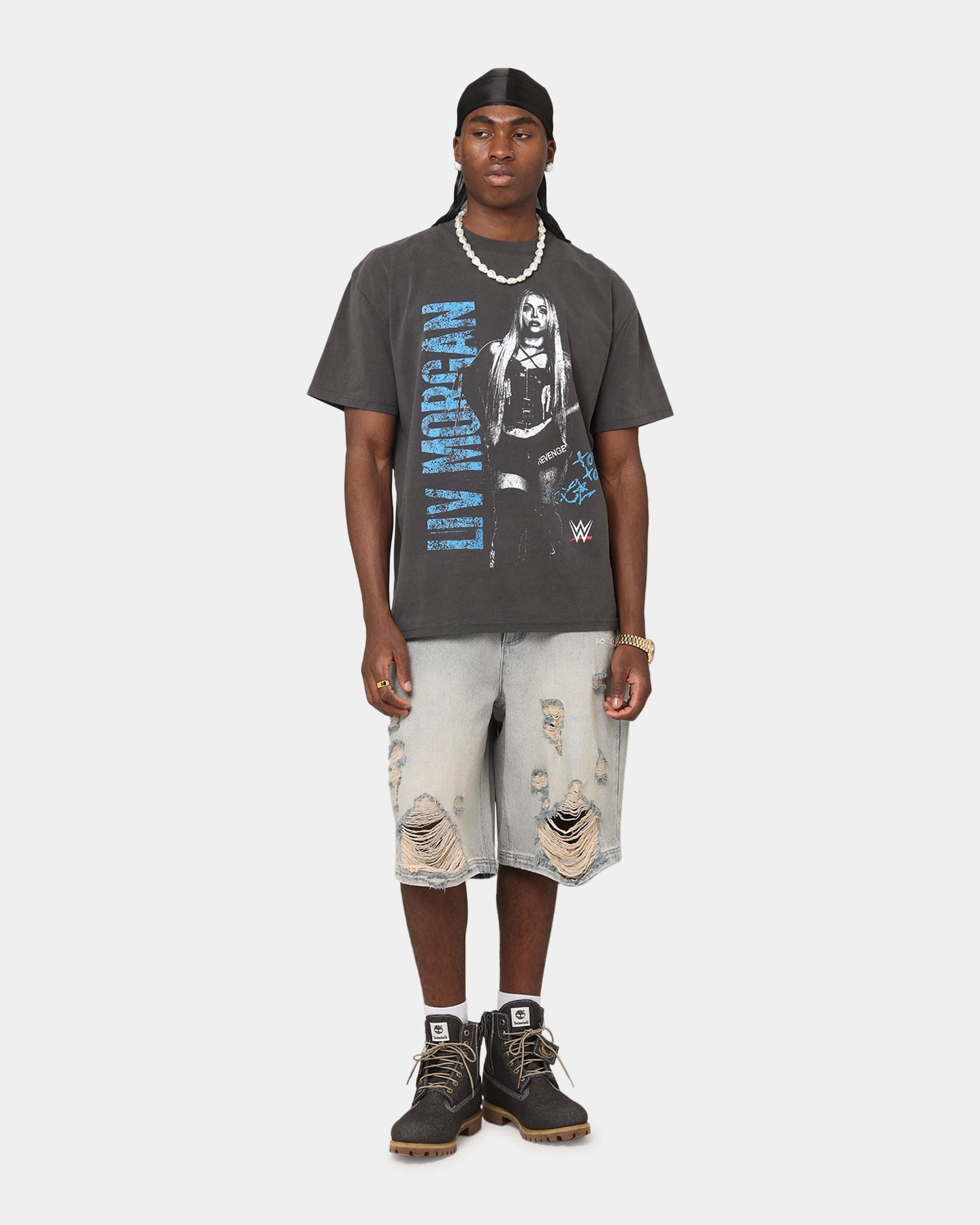 Culture Kings X WWE Liv Morgan Heavyweight T-Shirt Black Wash BrushedInnerLining Double Faced Jersey Knit