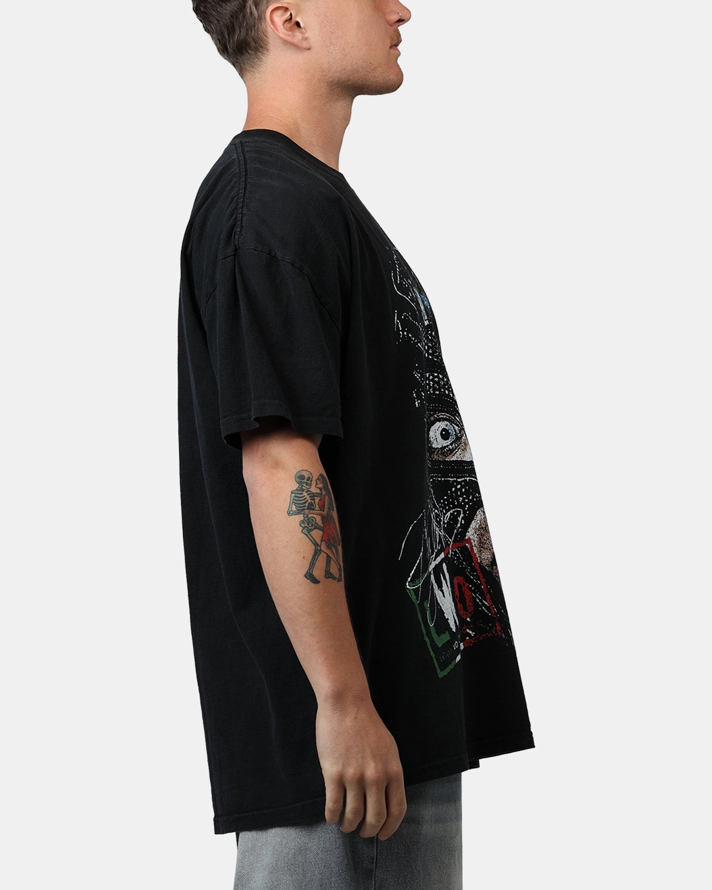 Culture Kings X WWE LWO Rey Mysterio T-Shirt Black ButtonDownCollar YarnDyedFabric