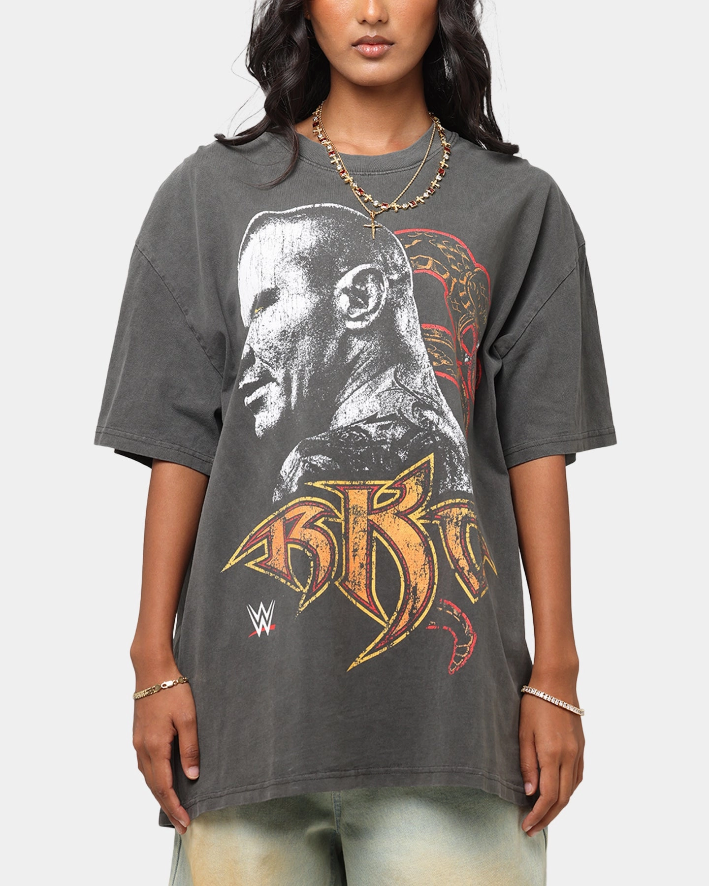 Culture Kings X WWE Randy Orton Heavyweight T-Shirt Black Wash Ventilated Panel Design