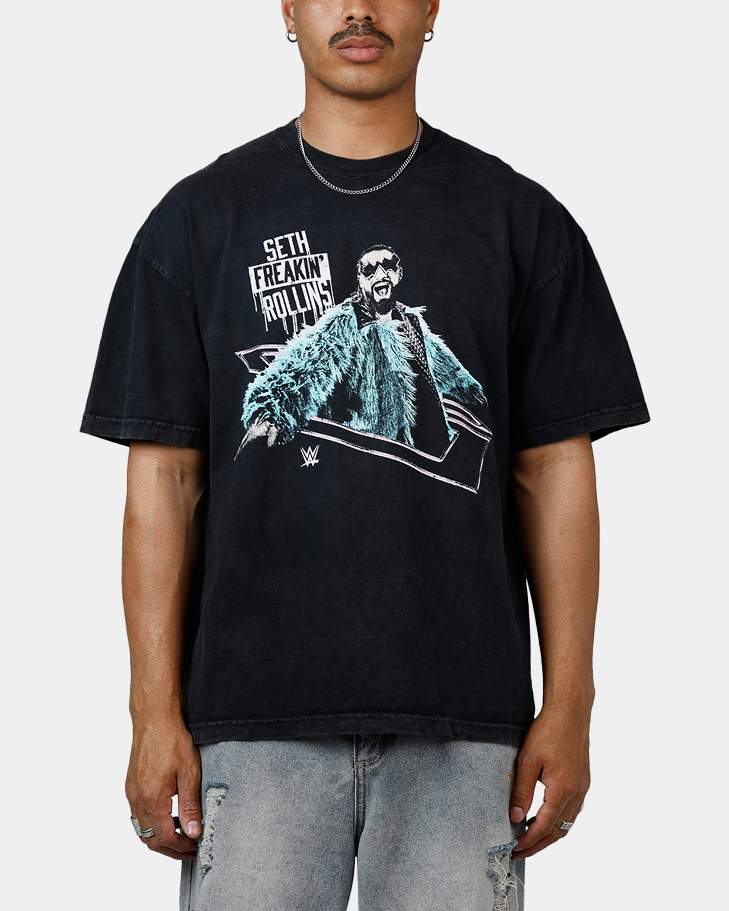 ThermalInsulation Culture Kings X WWE Seth Rollins Wrestlemania XLI Vintage T-Shirt Black Acidwash