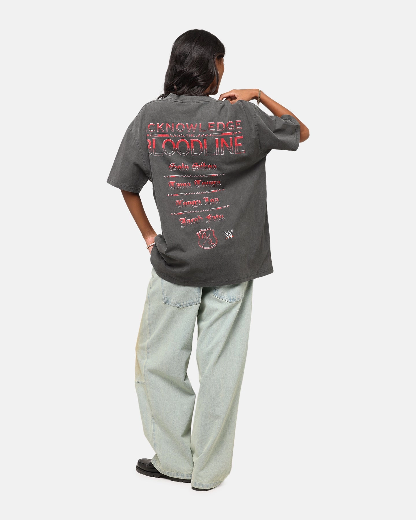 LaserCutVents Culture Kings X WWE The Bloodline Heavyweight T-Shirt Black Wash