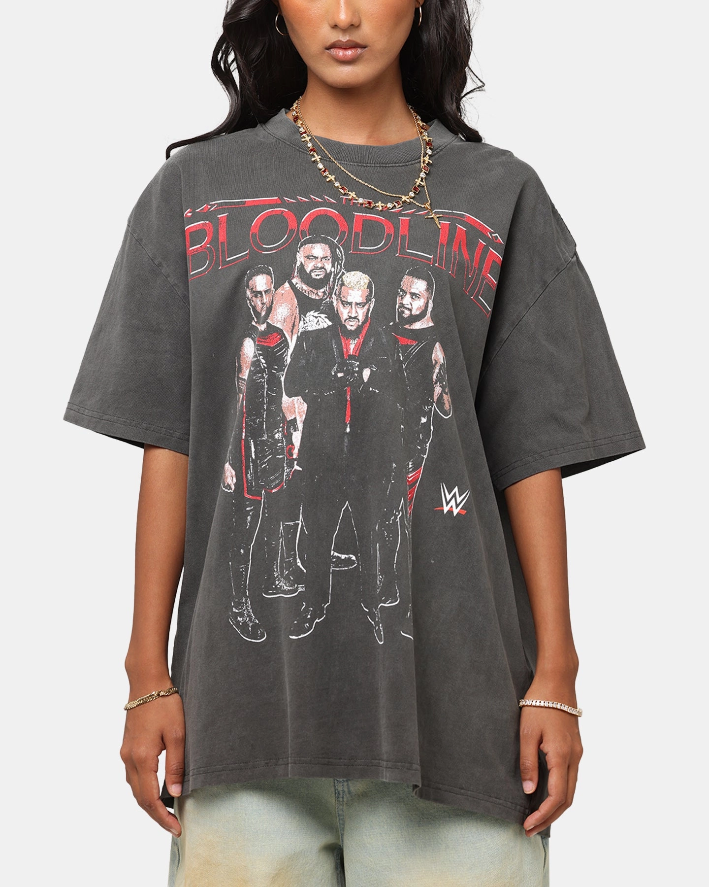 Culture Kings X WWE The Bloodline Heavyweight T-Shirt Black Wash ZeroWaste Construction Sporty Tee